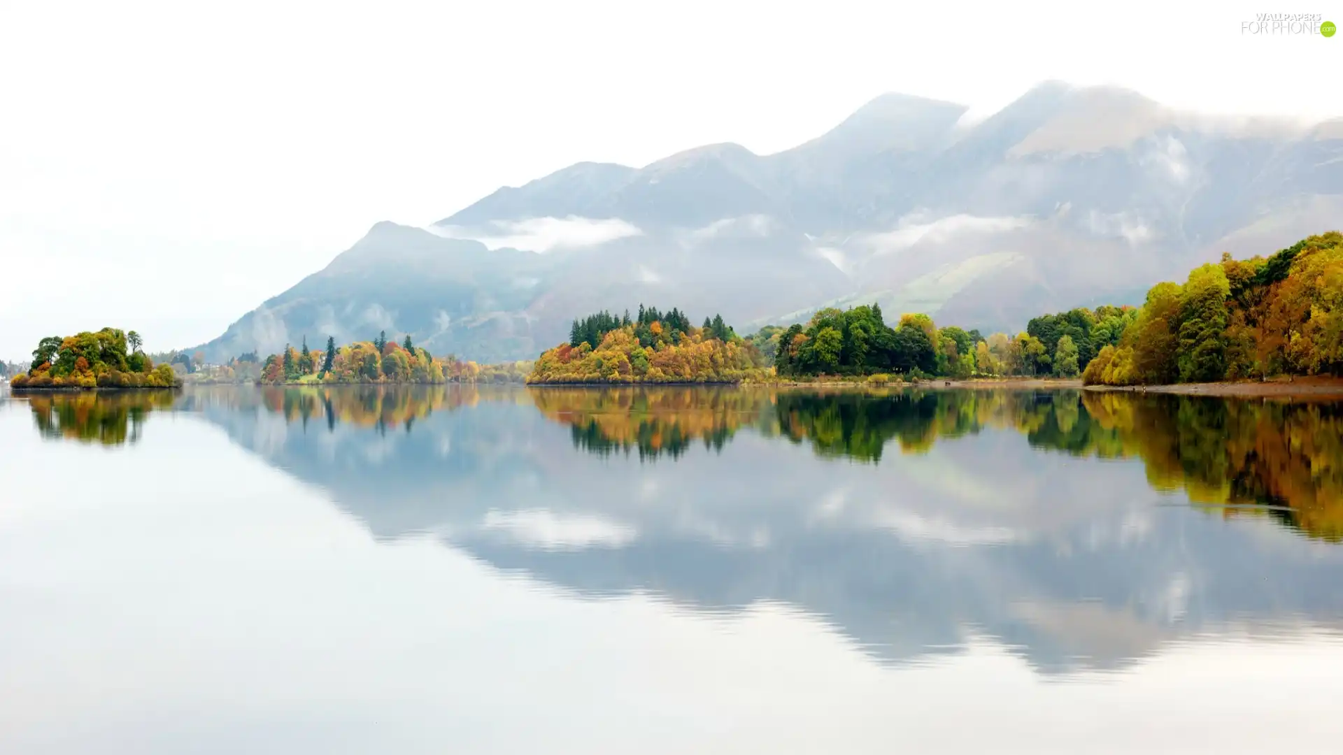 reflection, lake, Mountains