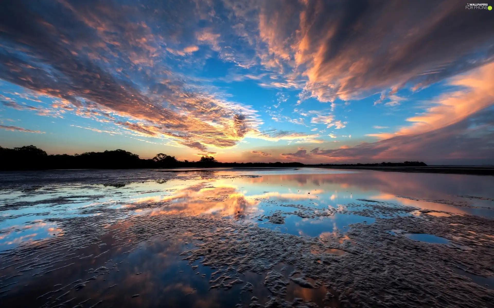 east, lake, reflection, Oregon, sun, clouds