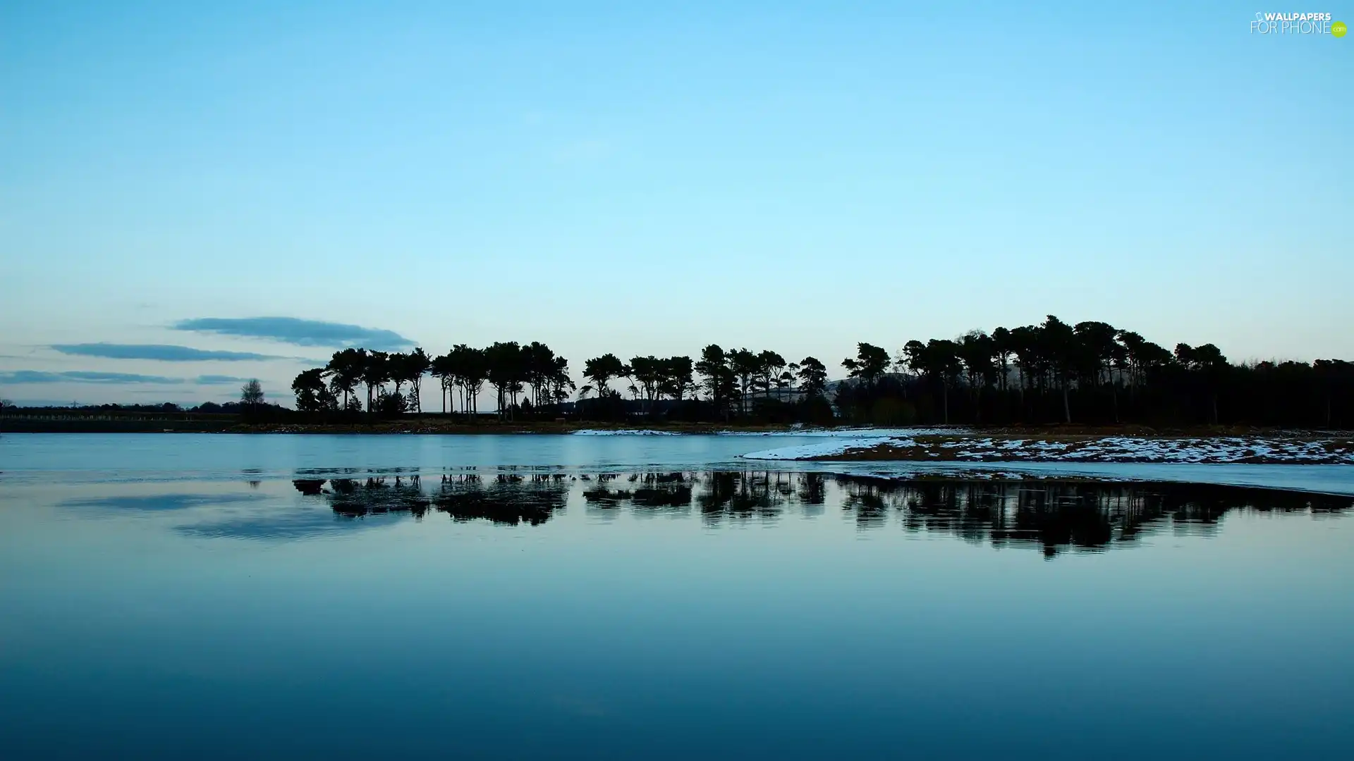 River, viewes, reflection, trees