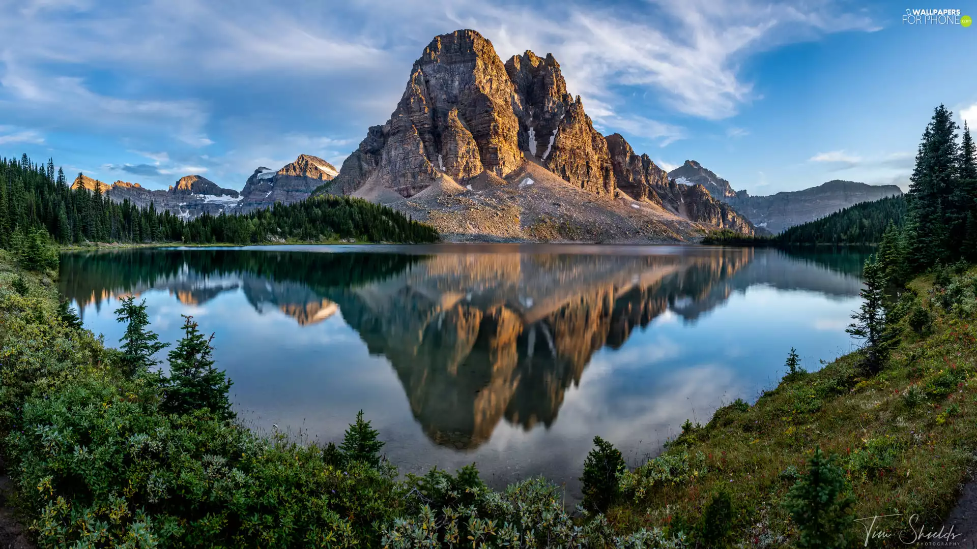 lake, trees, clouds, reflection, Mountains, viewes