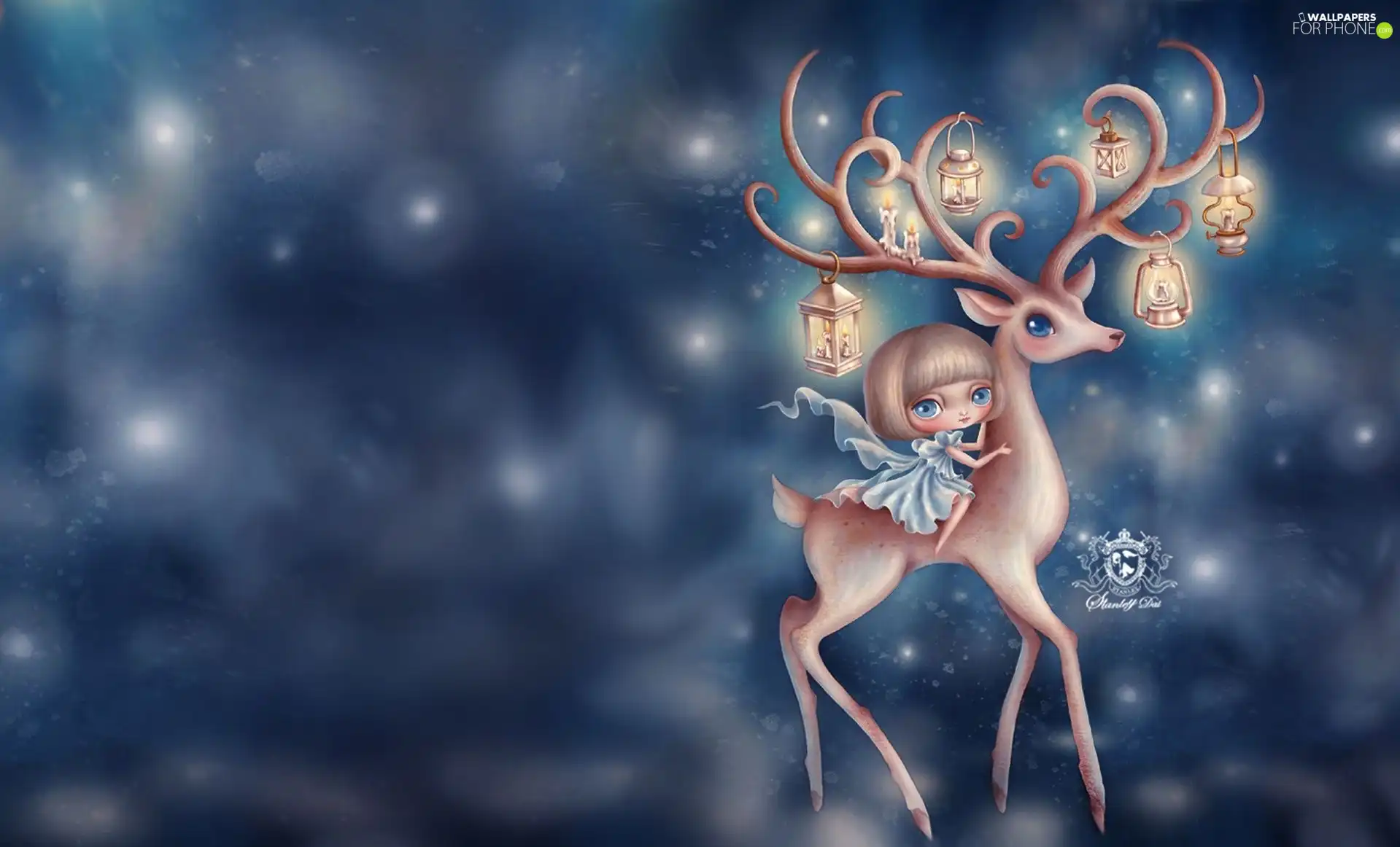 girl, reindeer