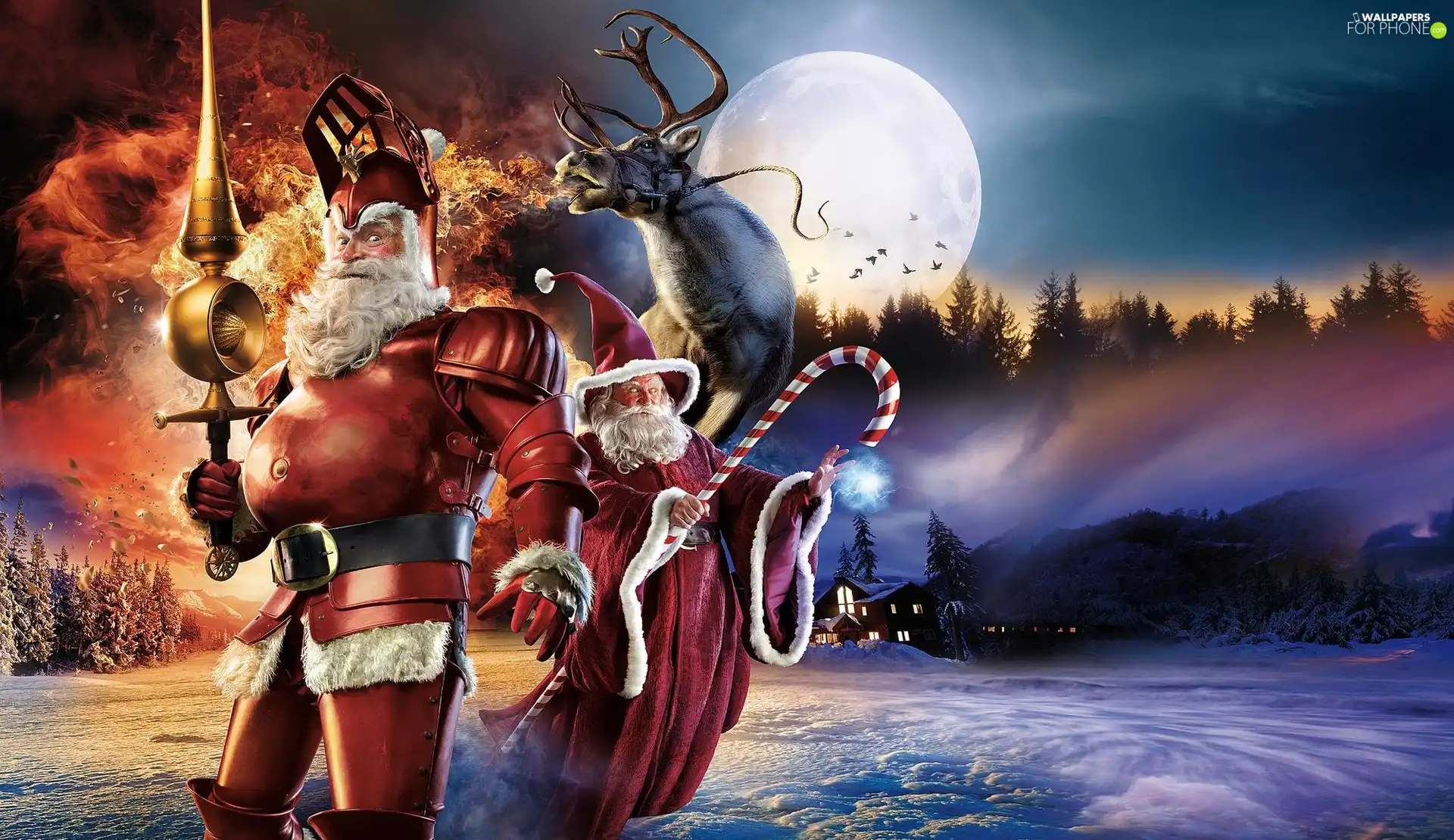 reindeer, Santa, Knight