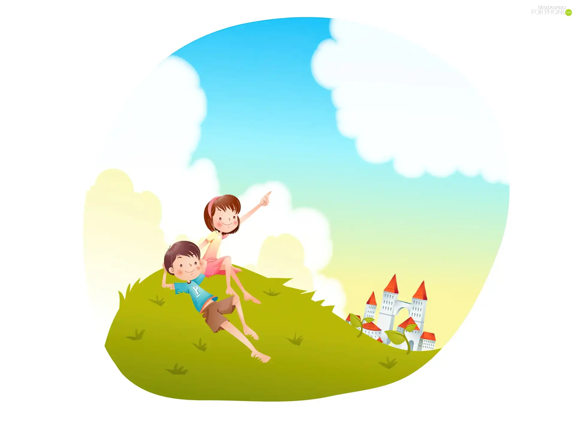 resting, Kids, Meadow