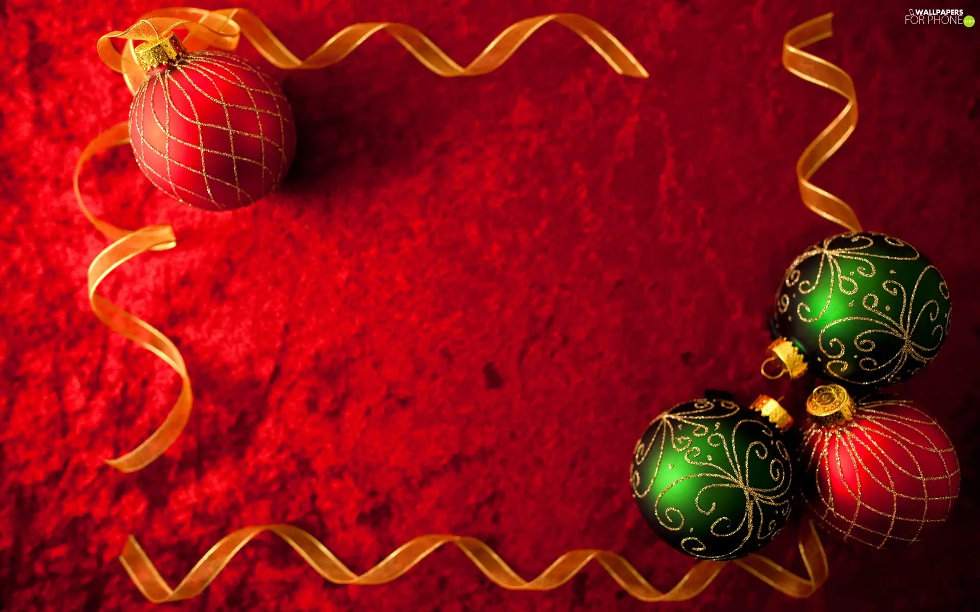 red hot, baubles, ribbon, textile