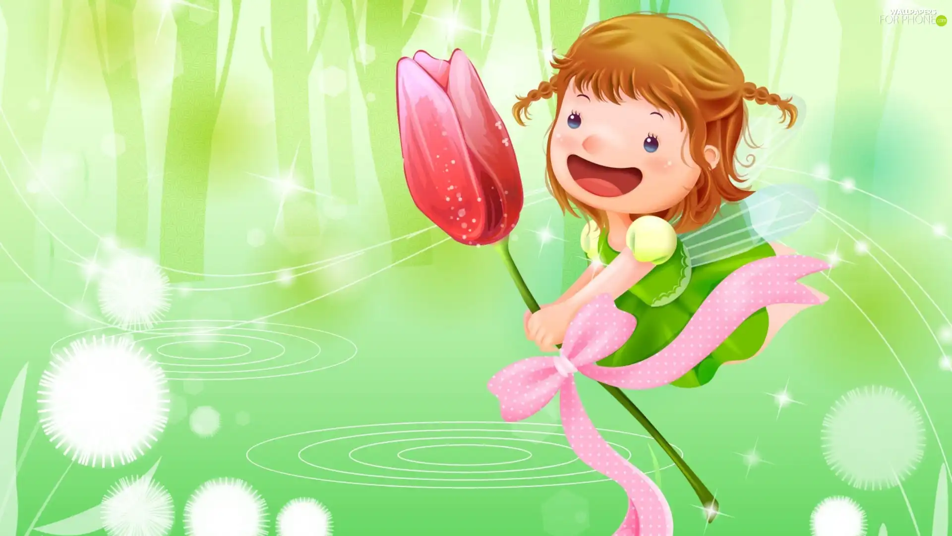 ribbon, Kid, tulip