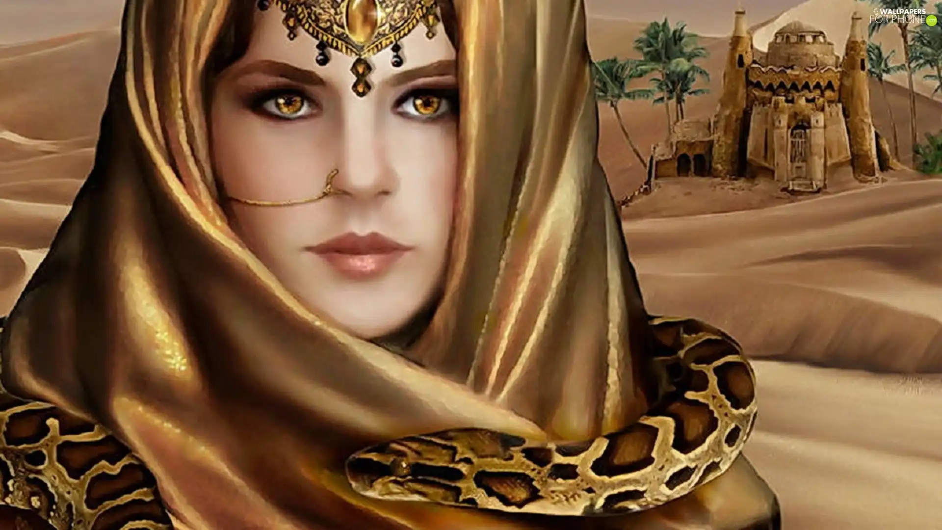 ear-ring, Snake, Golden automobile, shawl, Women