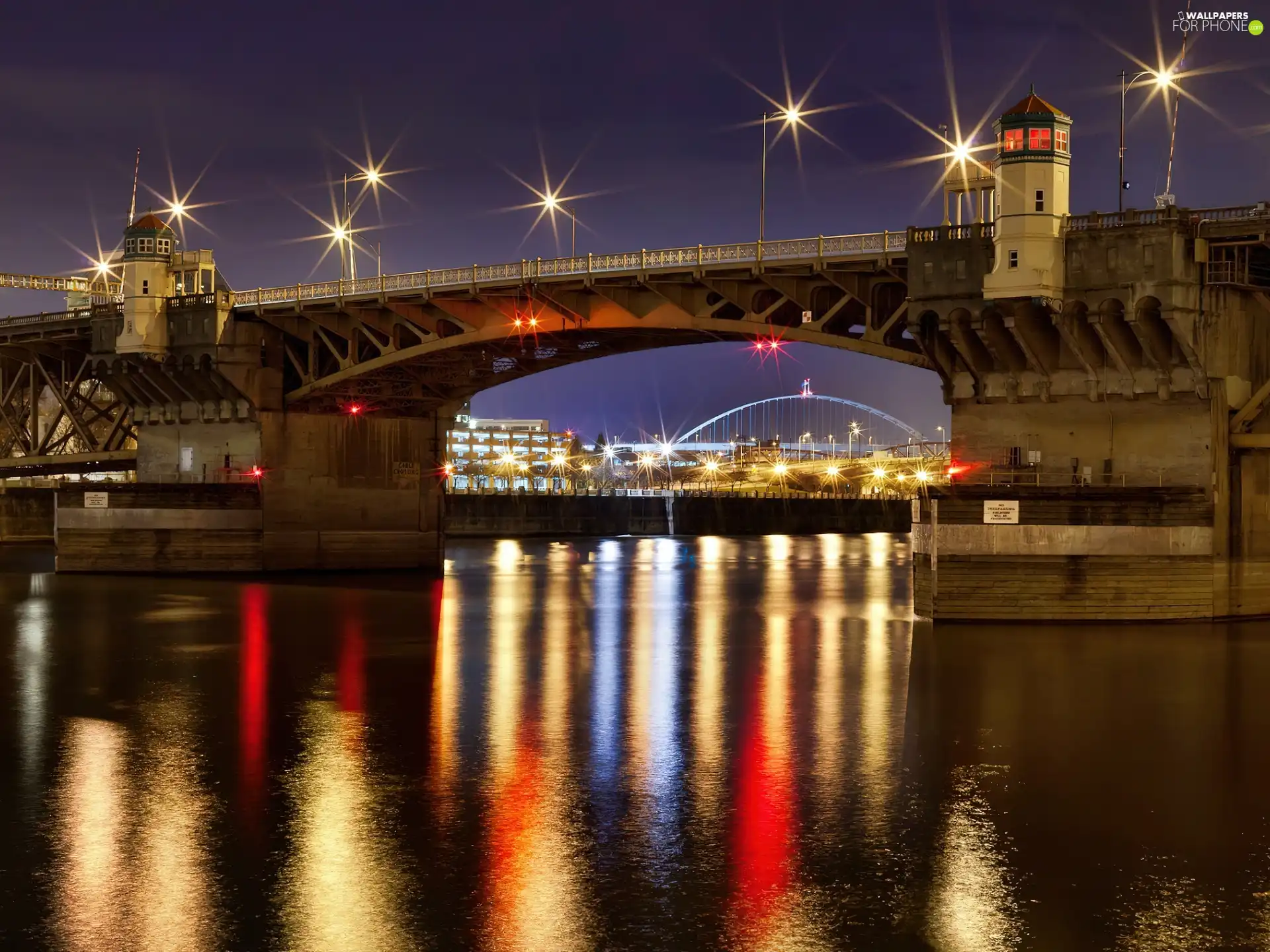 River, Floodlit, bridge