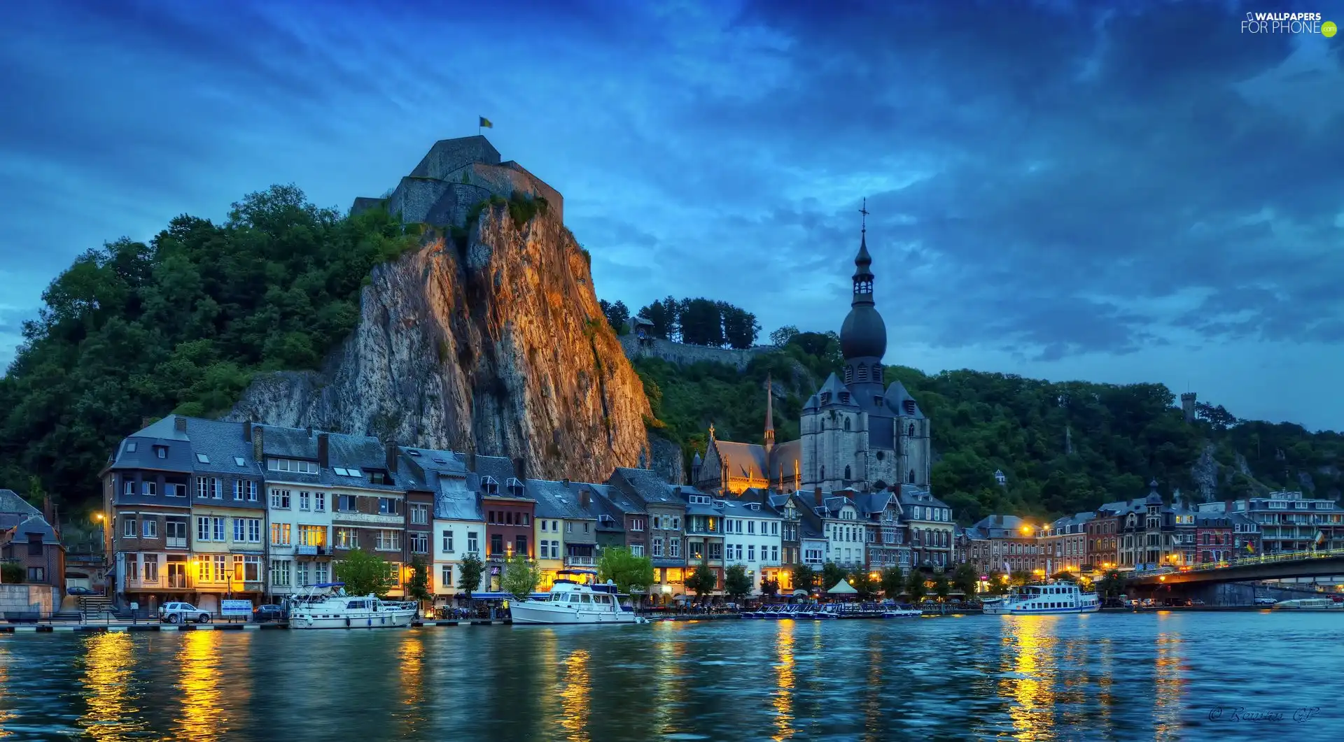 River, bridge, Belgium, Town, Wallonia