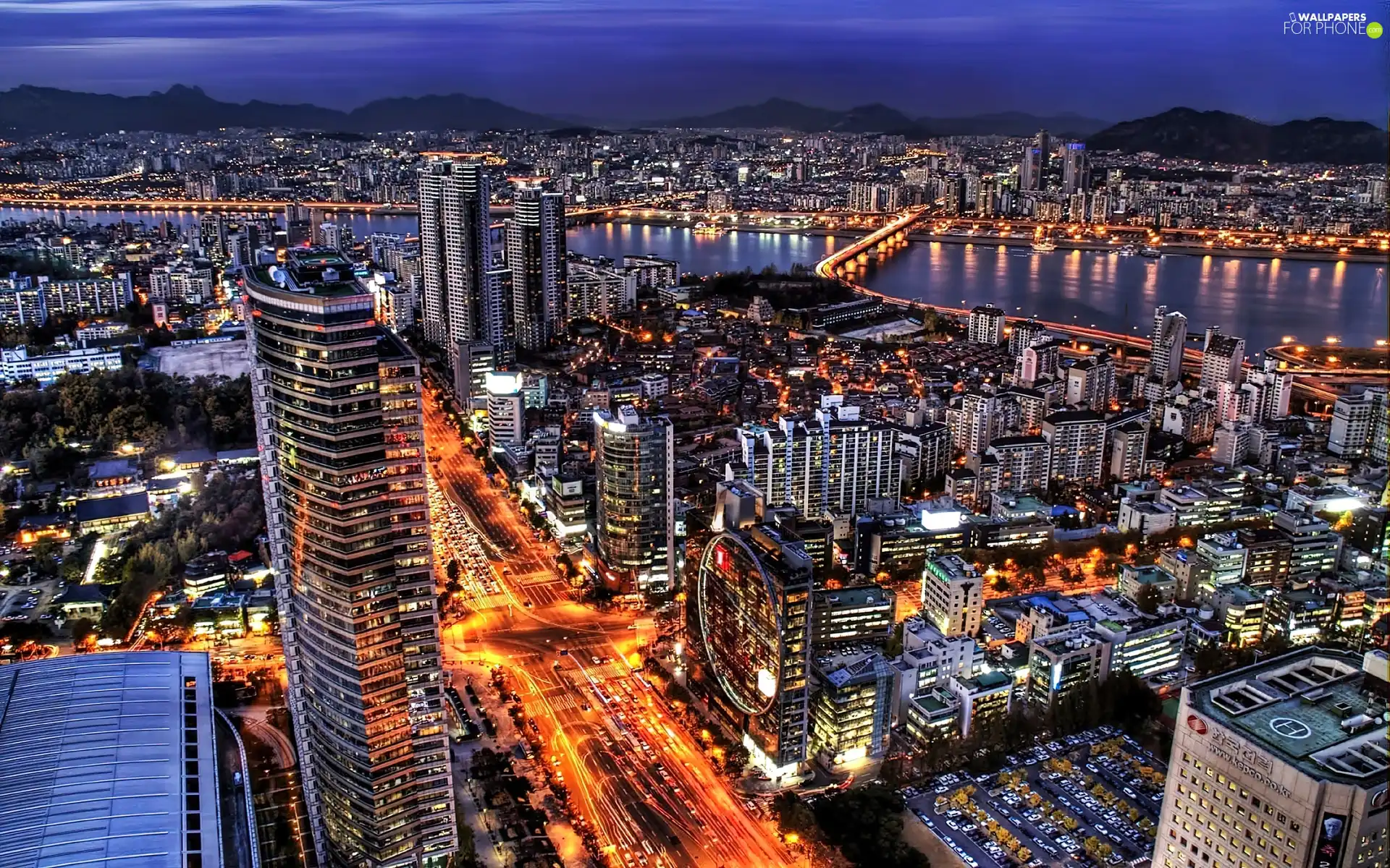 town, Mexico, River, Bridges, night, panorama