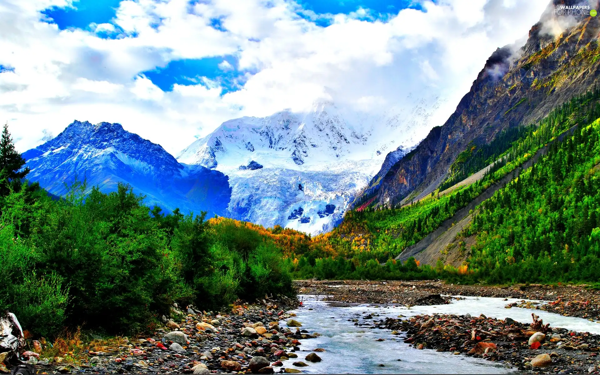 River, Mountains, forest