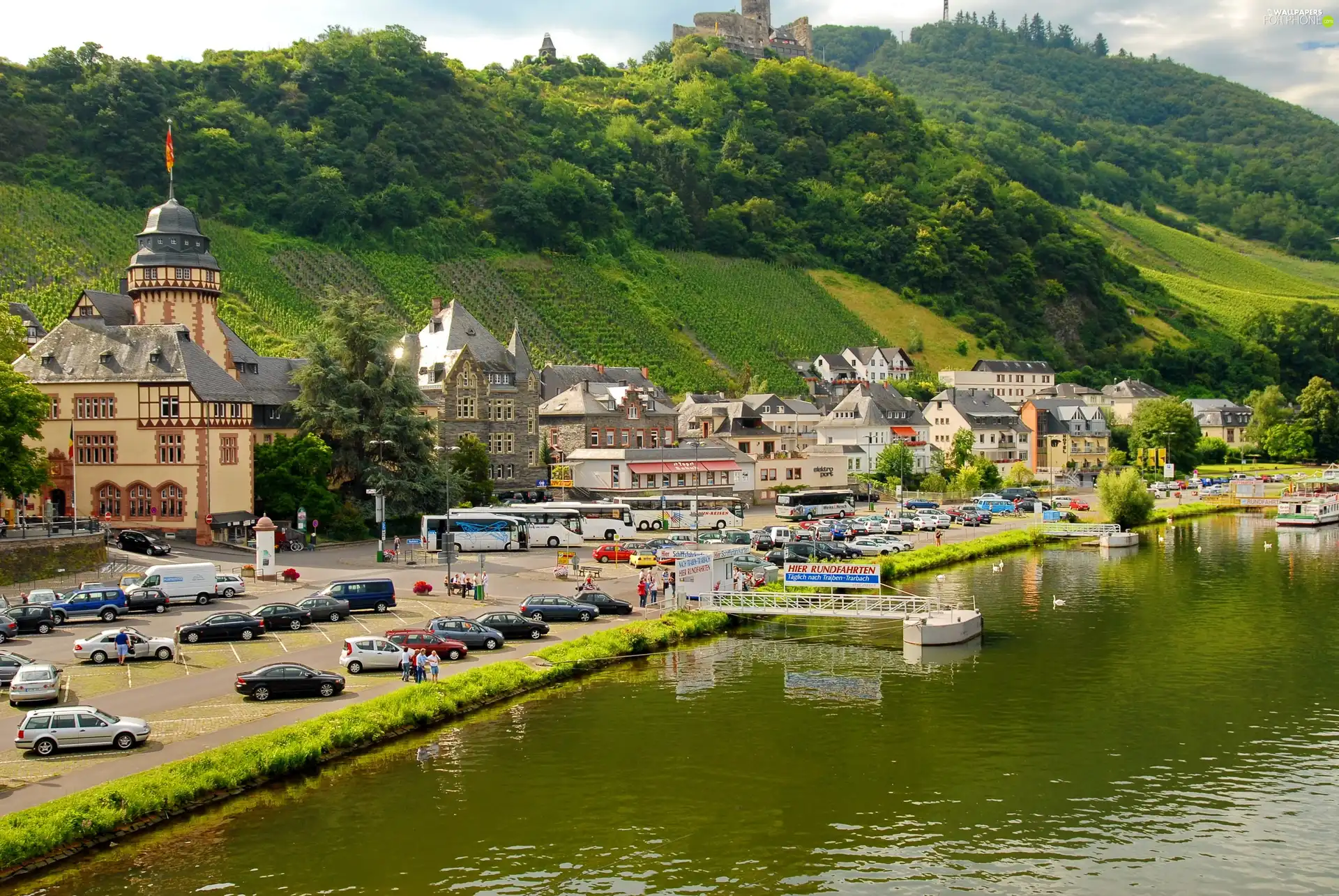 river, Germany, town, by, panorama