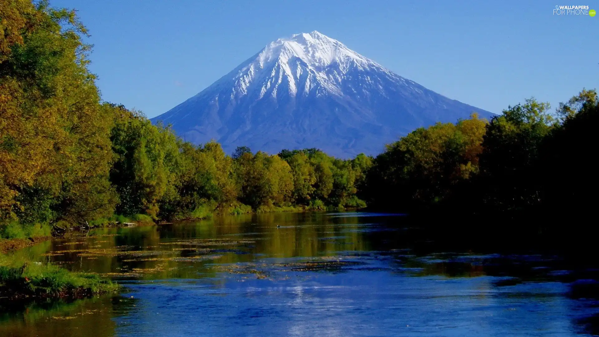 mountains, viewes, River, trees