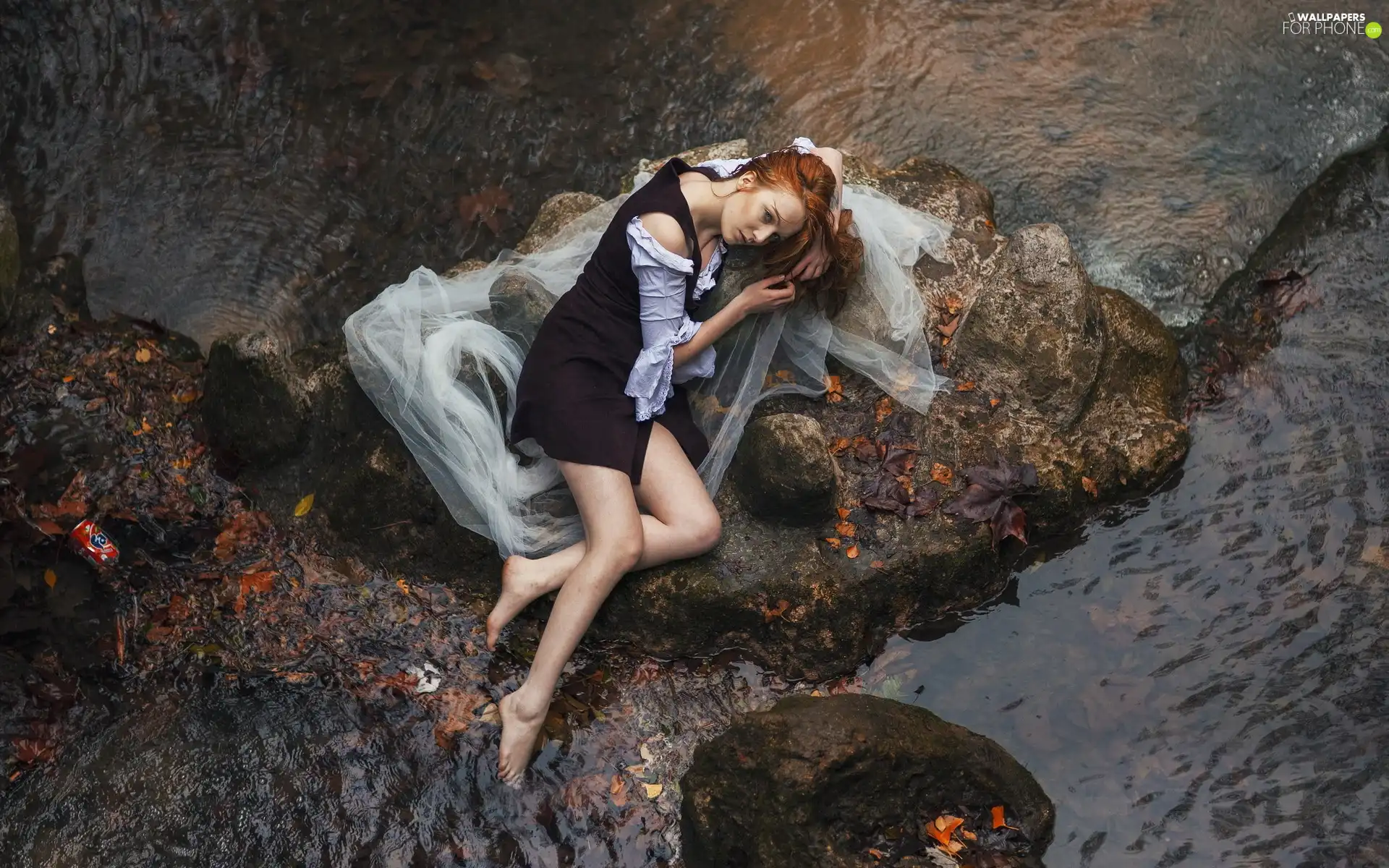 River, Women, rocks