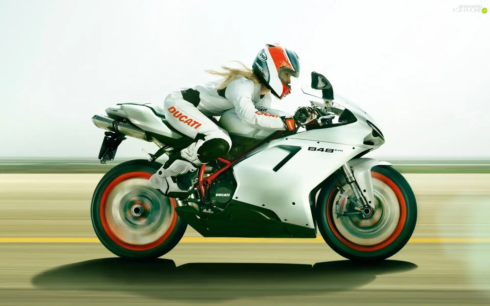 girl, Ducati 848, road, motor-bike