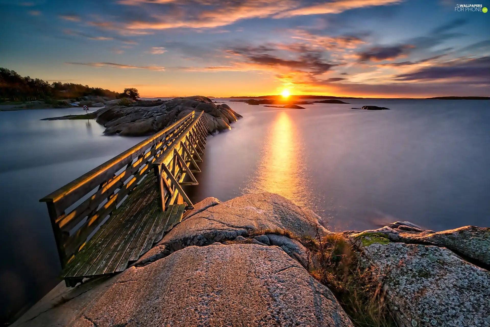 rocks, bridge, east, sun, sea