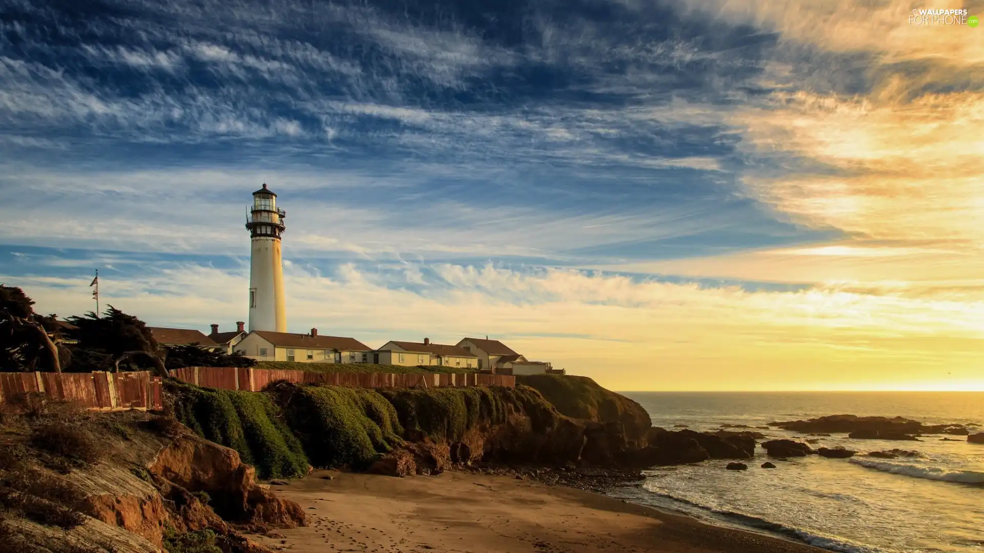 rocks, clouds, maritime, Coast, Lighthouse