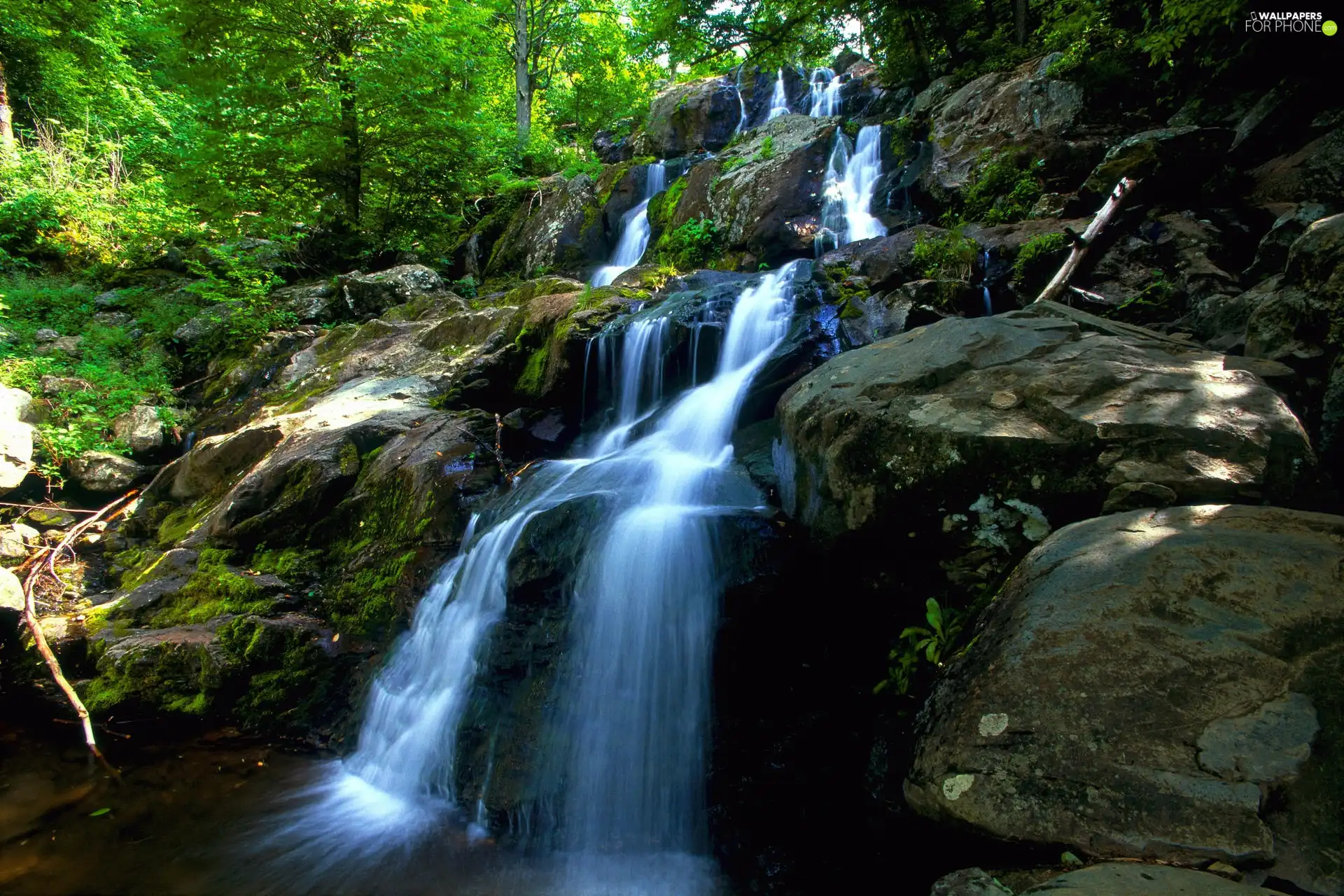 waterfall, rocks