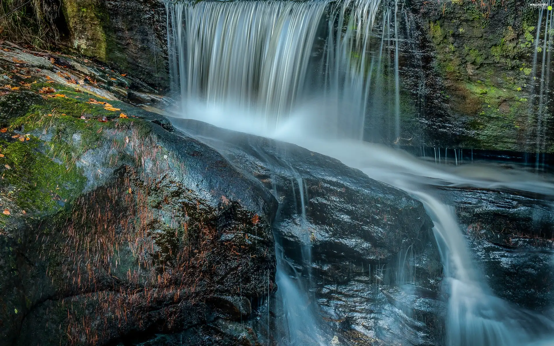 waterfall, rocks