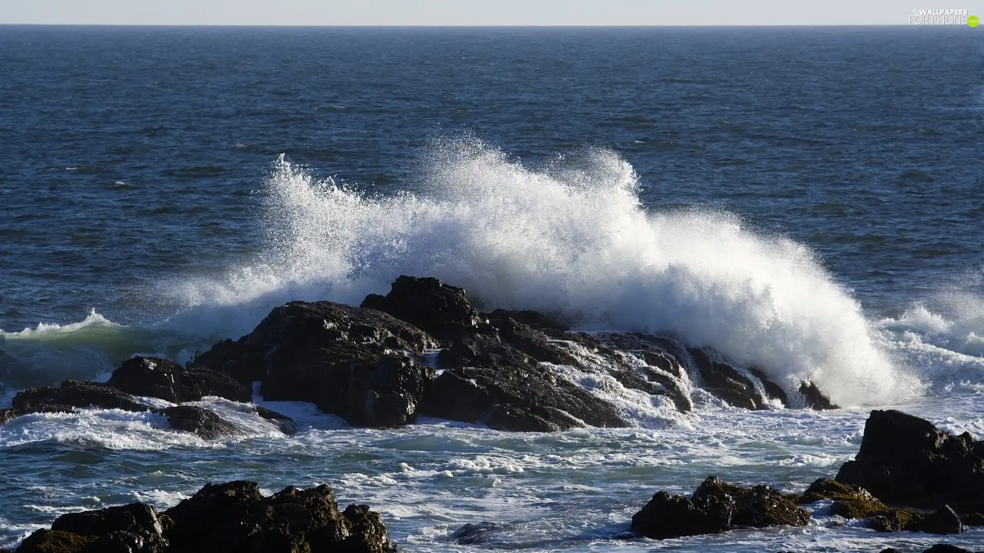 rocks, sea, Waves