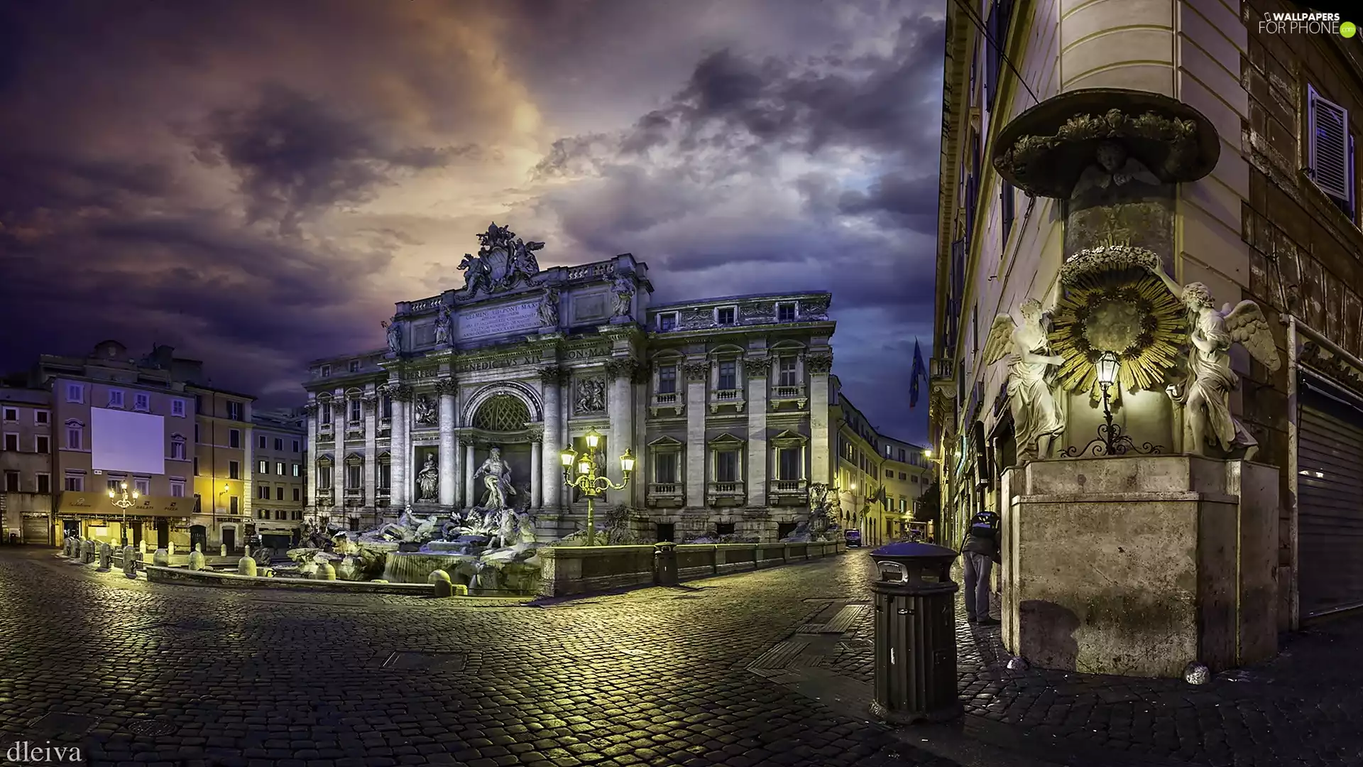 Italy, Rome, night, Street, Town