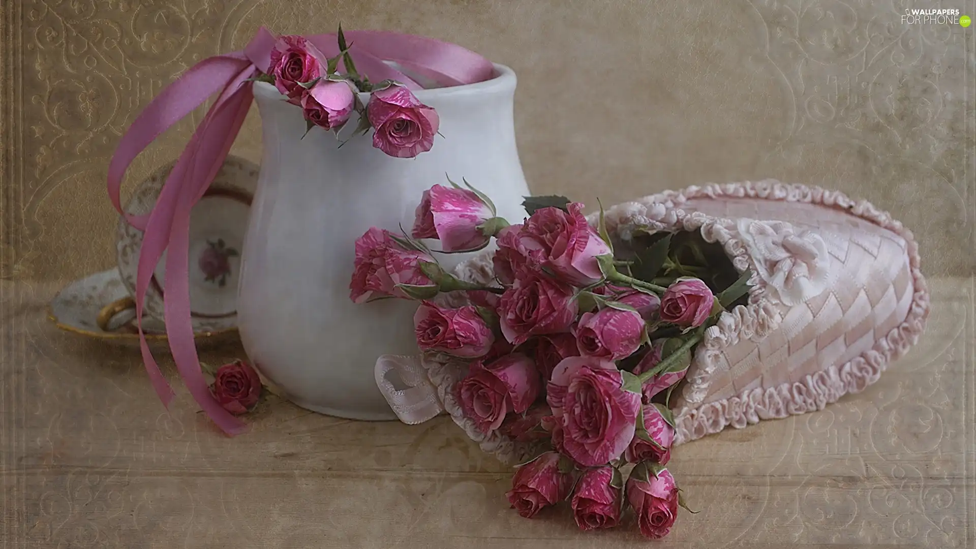 roses, White, Vase