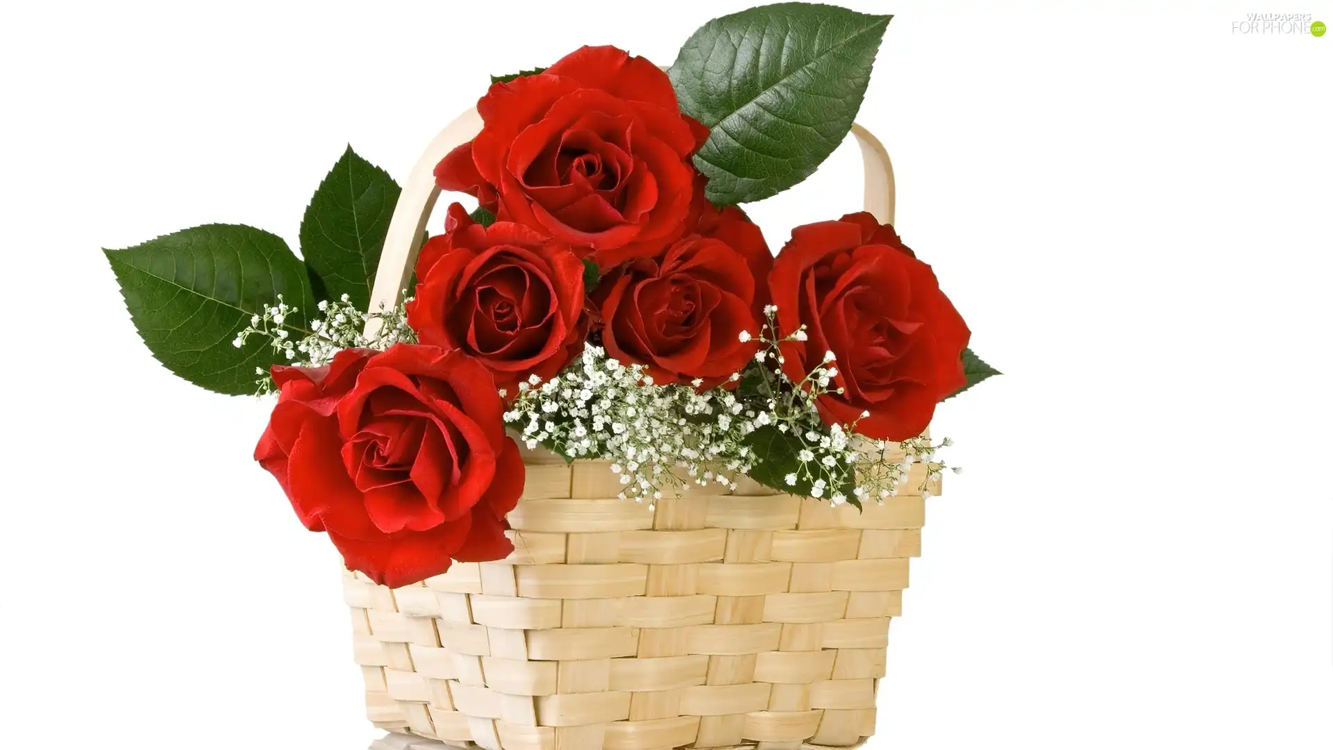 basket, red, rouge, bouquet