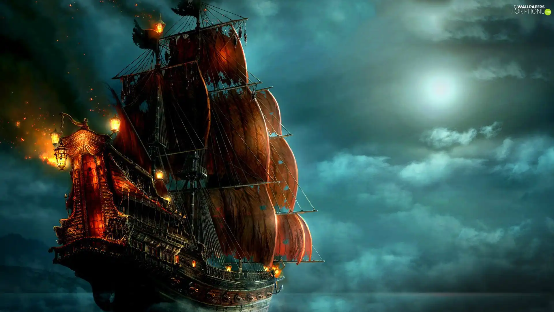 sails, Ship, sea