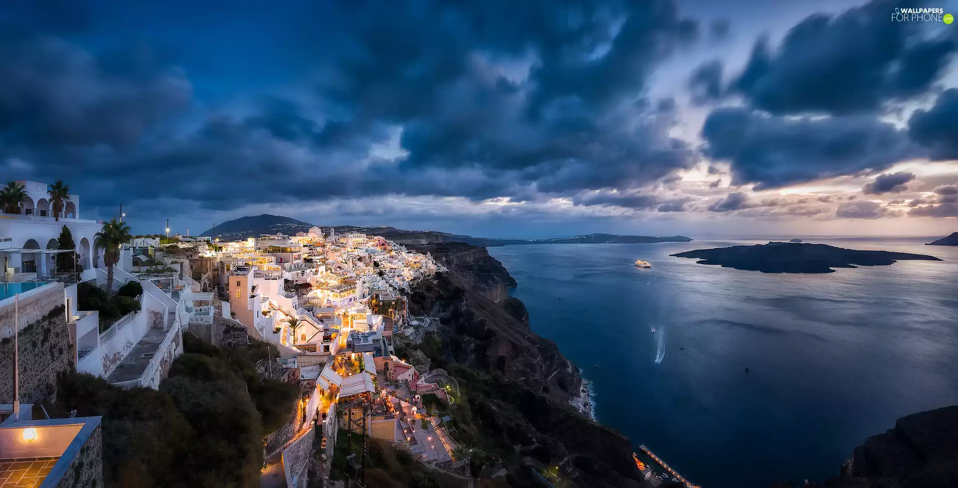 Greece, Town, sea, santorini