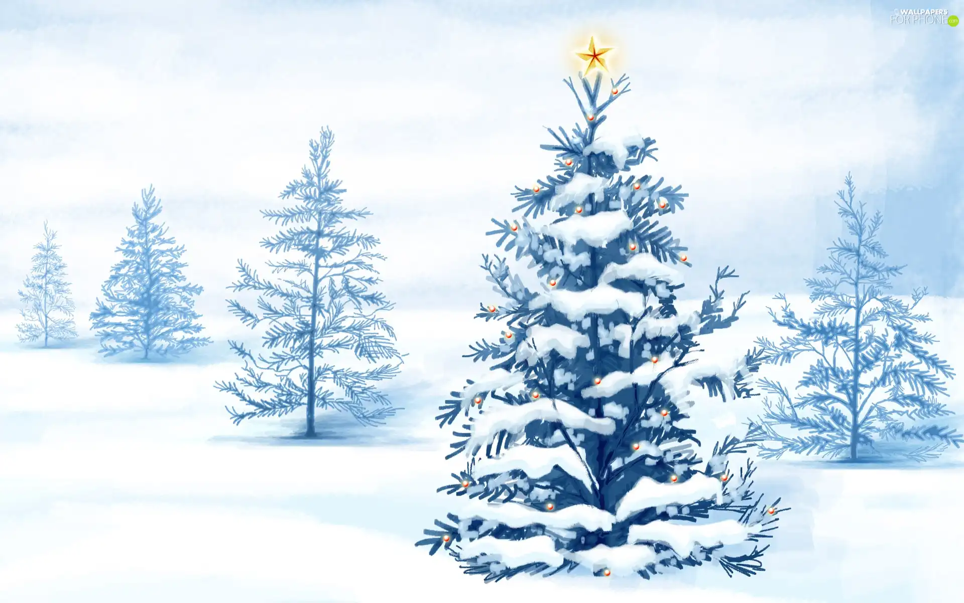winter, christmas tree, Sapling, decked