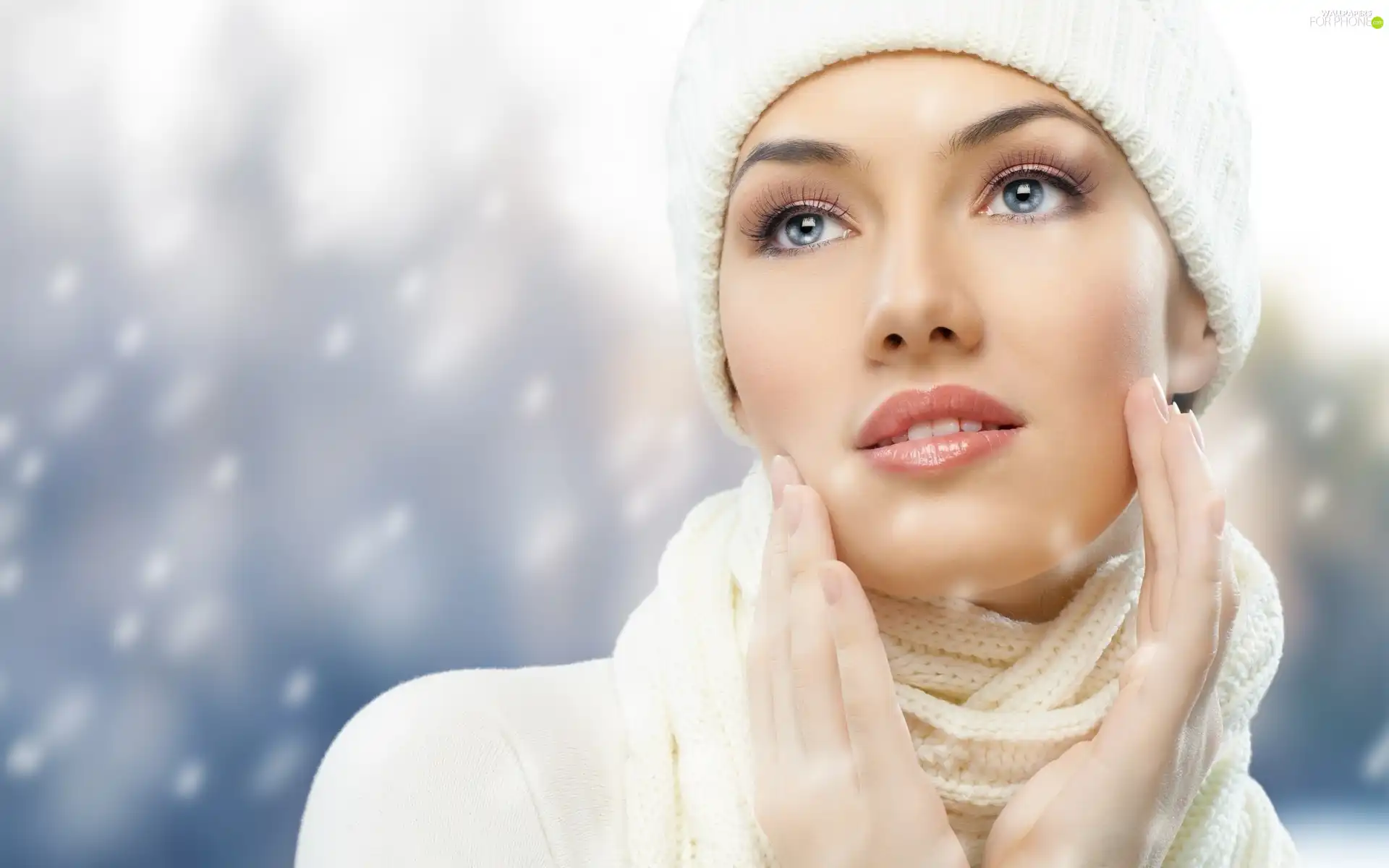 make-up, Hat, Scarf, hands