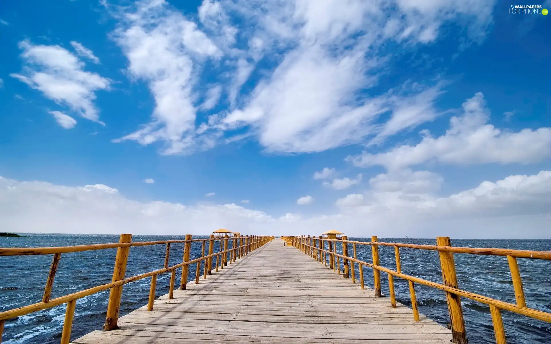 blue, pier, sea, Sky