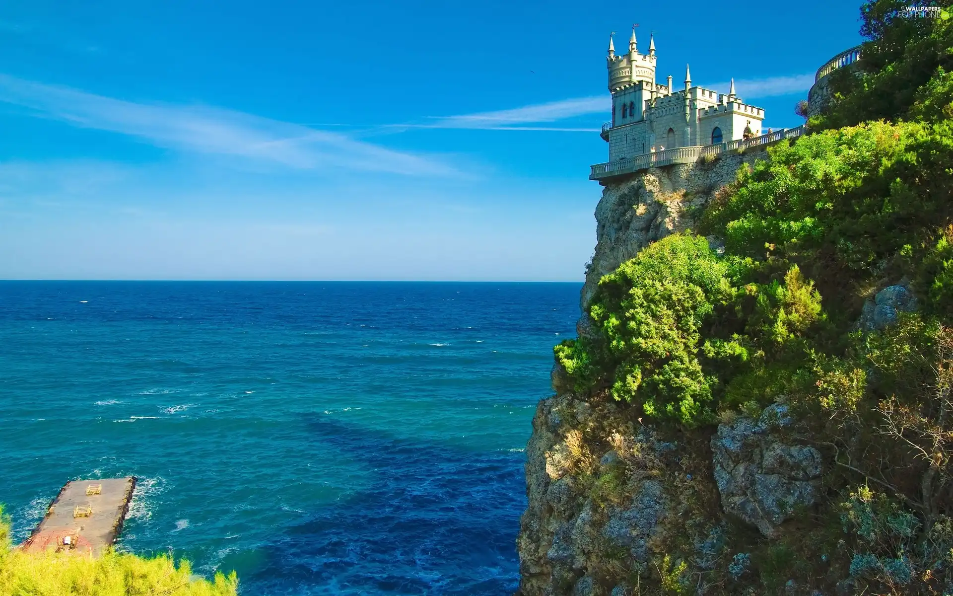 Castle, Rock, sea, an