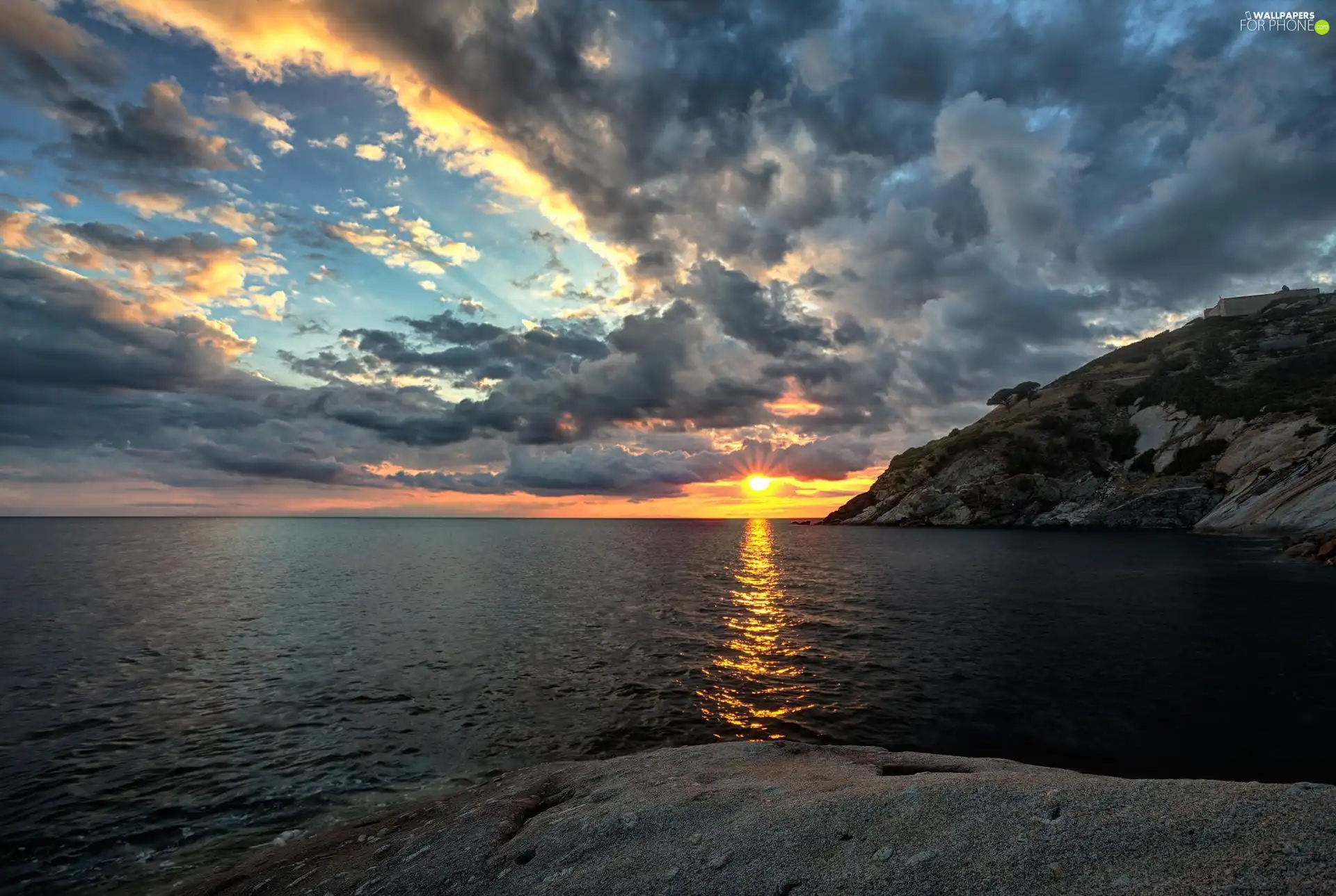 west, Sky, sea, Coast, Sun, clouds
