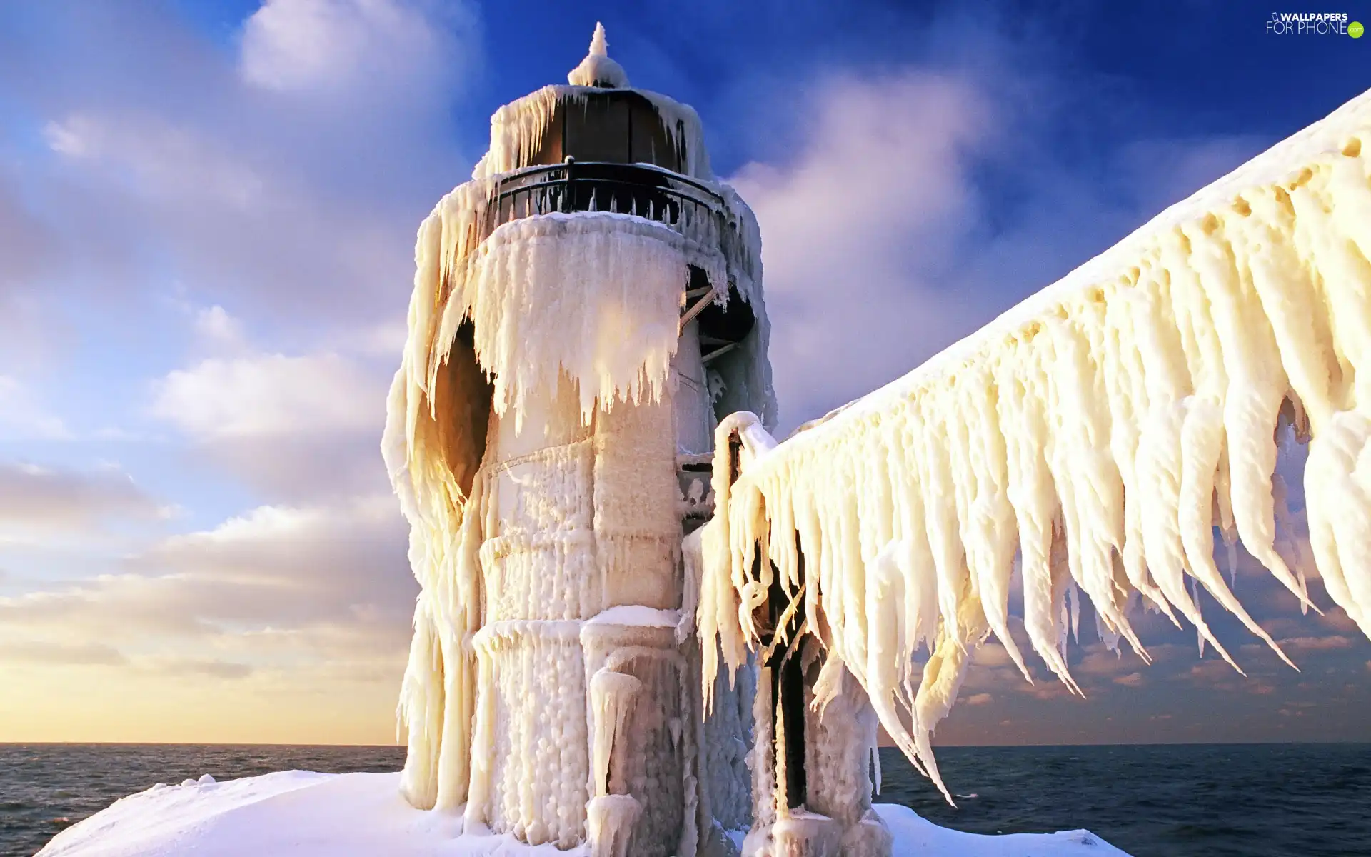sea, Icy, Lighthouses