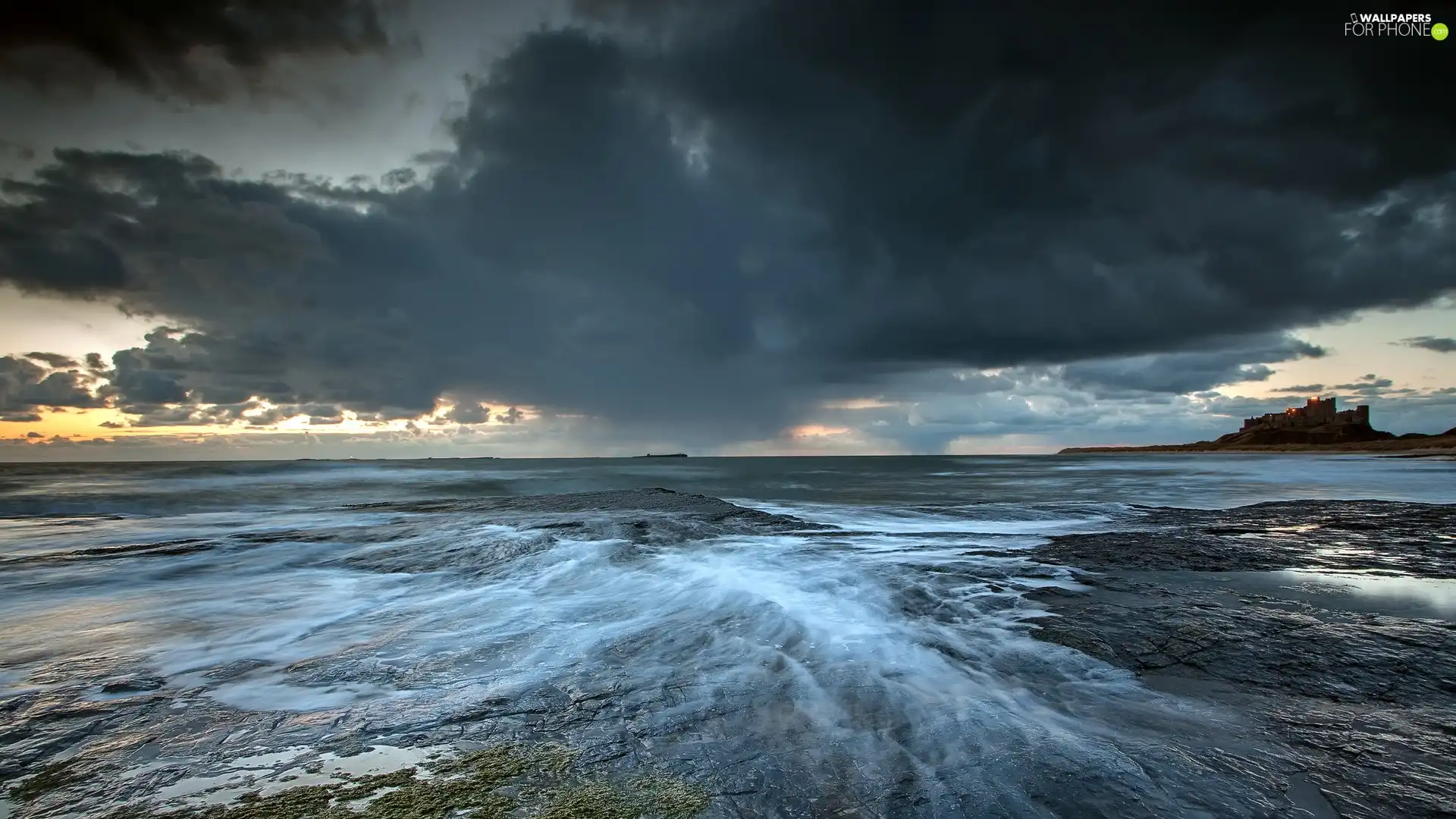 Stones rocks, clouds, sea