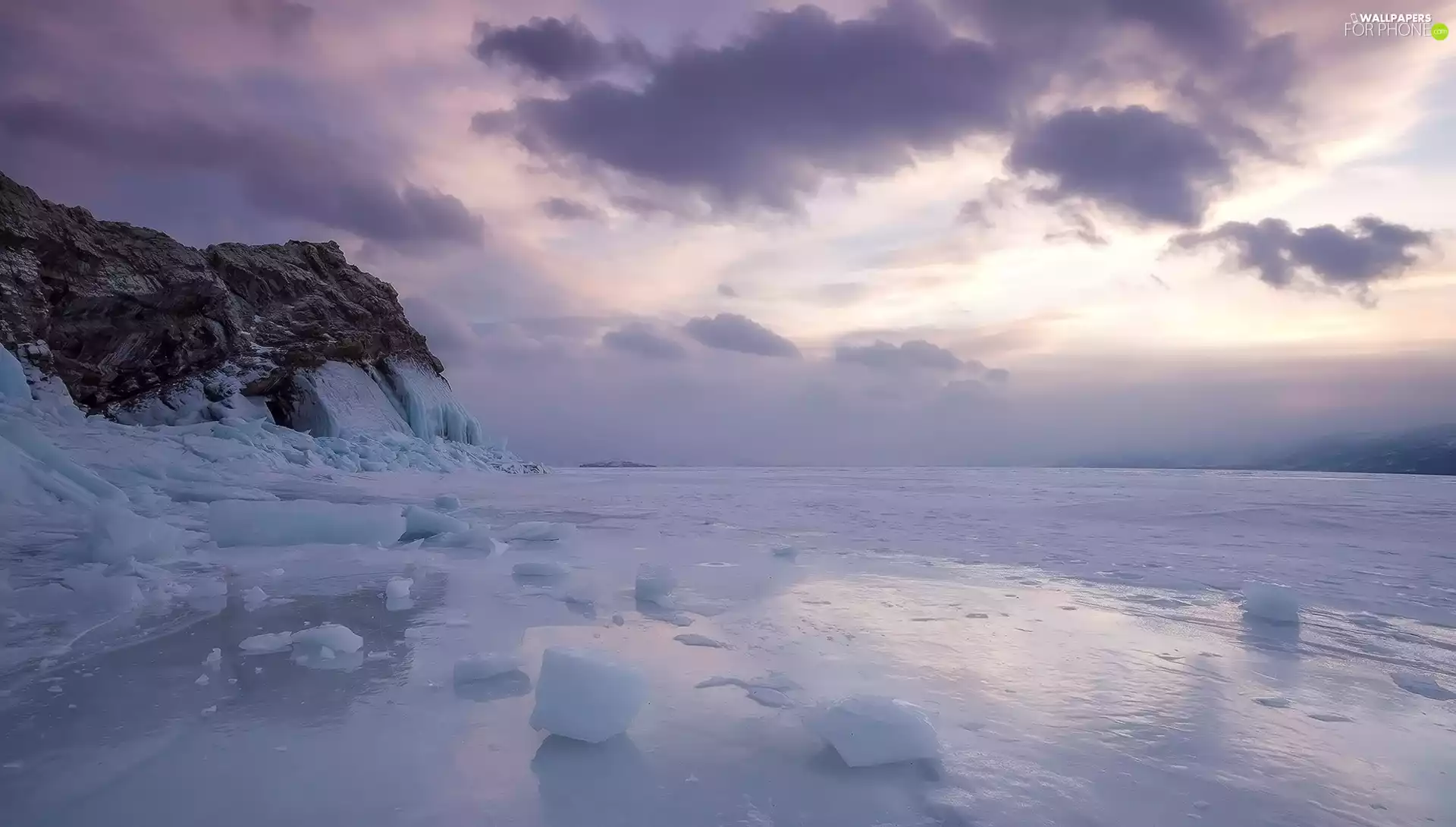 winter, rocks, Icecream, sea