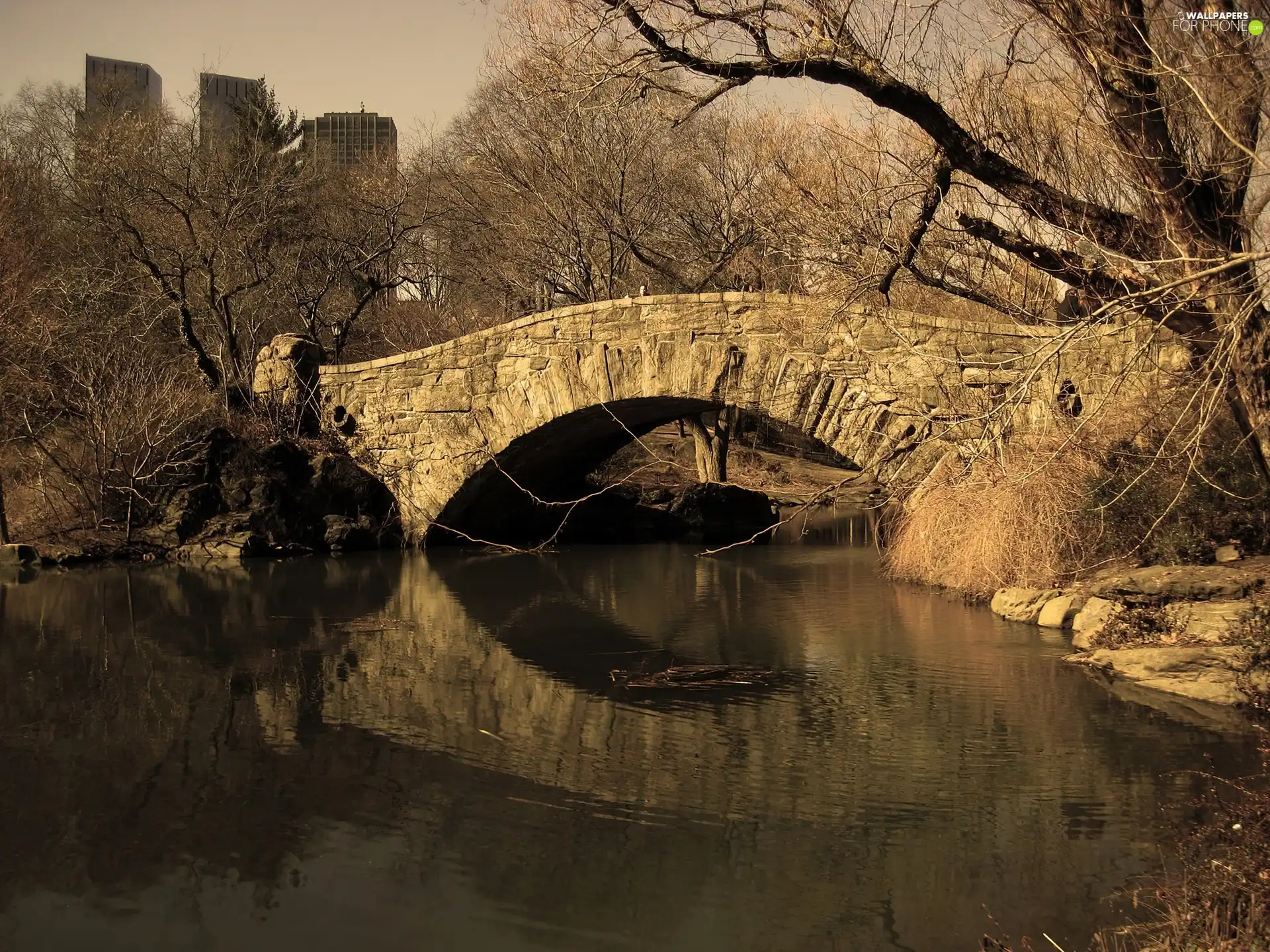 sepia, bridge, River
