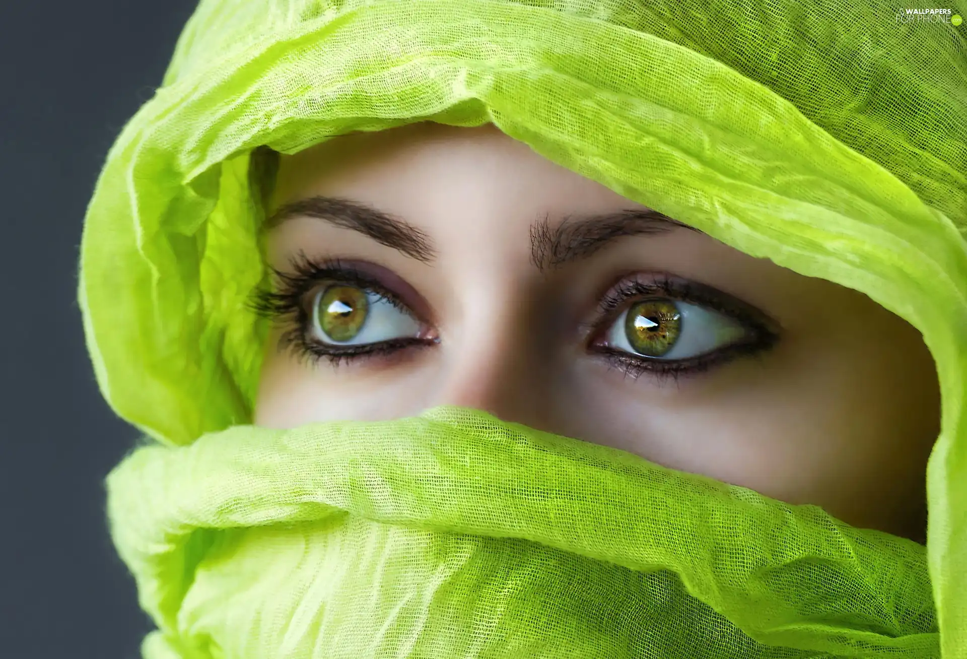 Women, make-up, shawl, Eyes