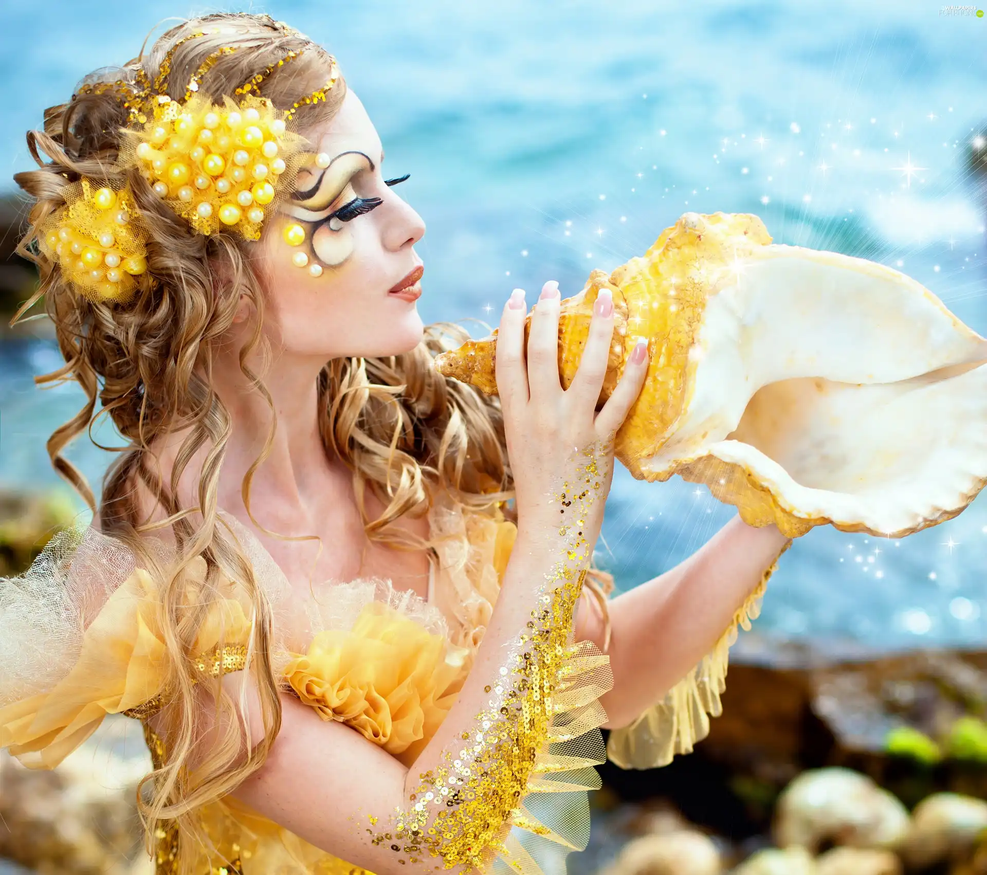 shell, Women, mermaid