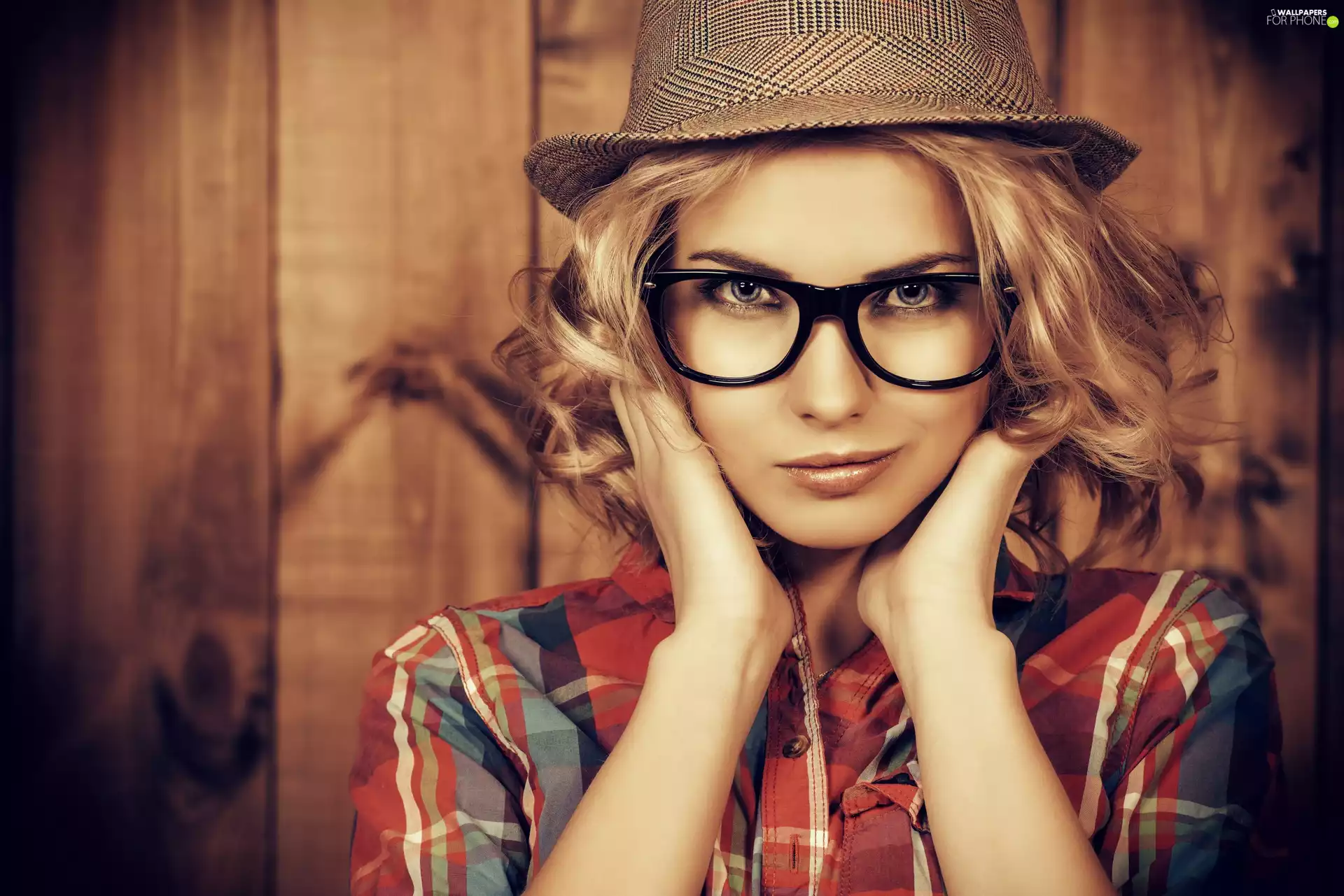 Women, Hat, Glasses, shirt