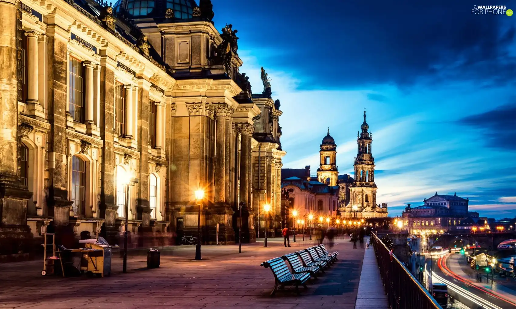 Sights, bench, old, Town, Dresden