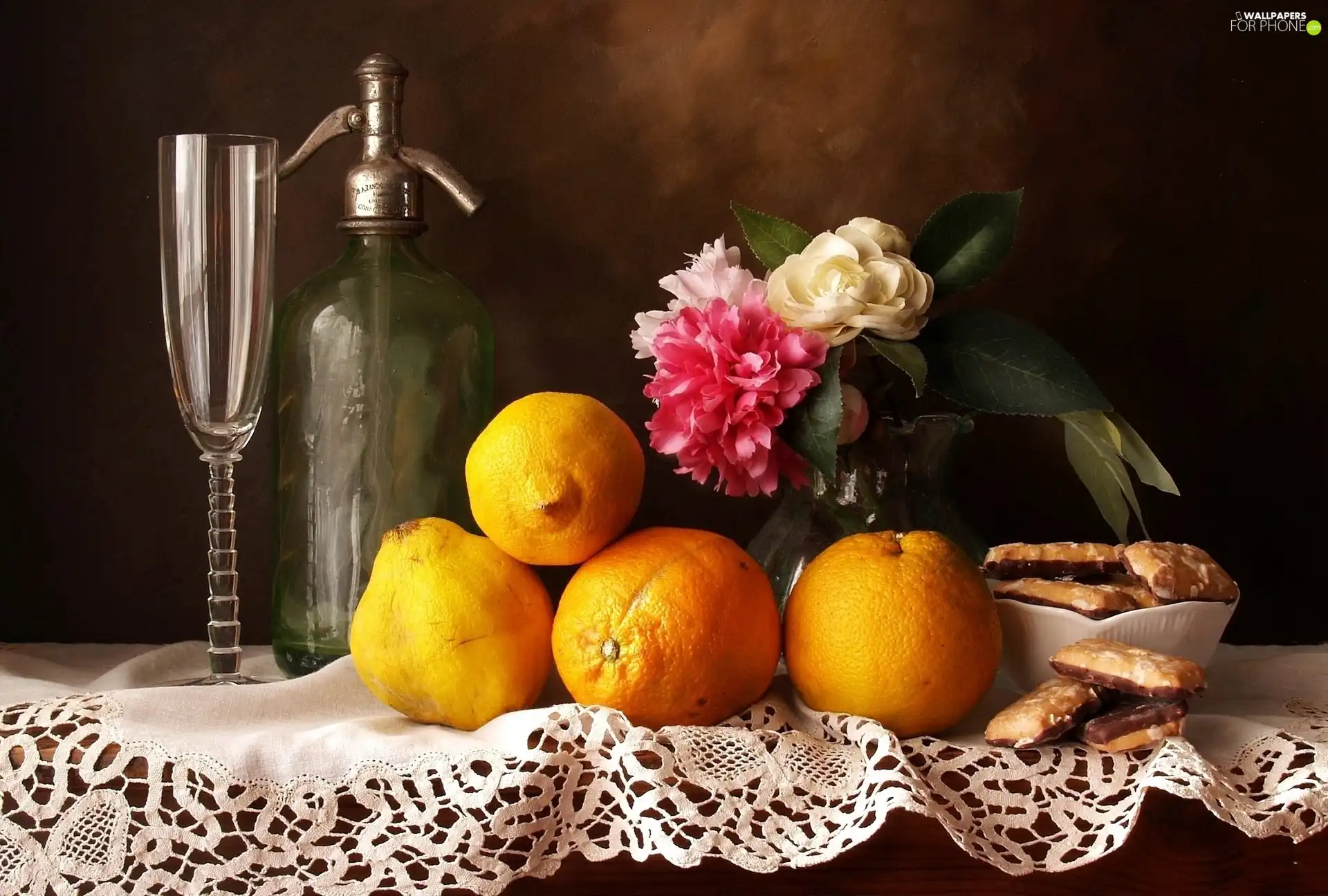 siphon, lemonade, Flowers, Bottle, lemons