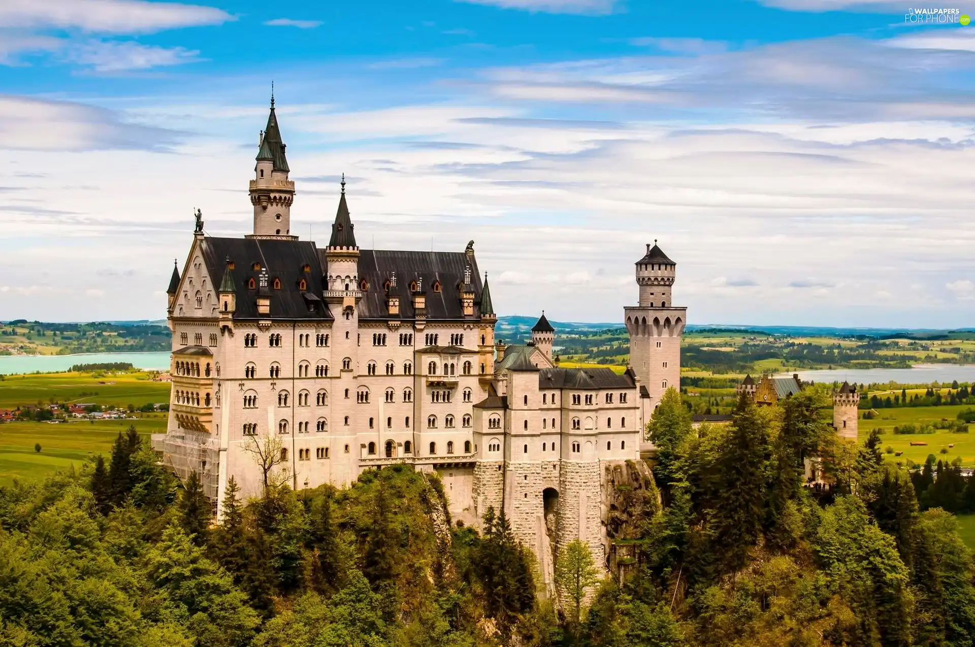 Castle, Hill, Sky, Neuschwanstein