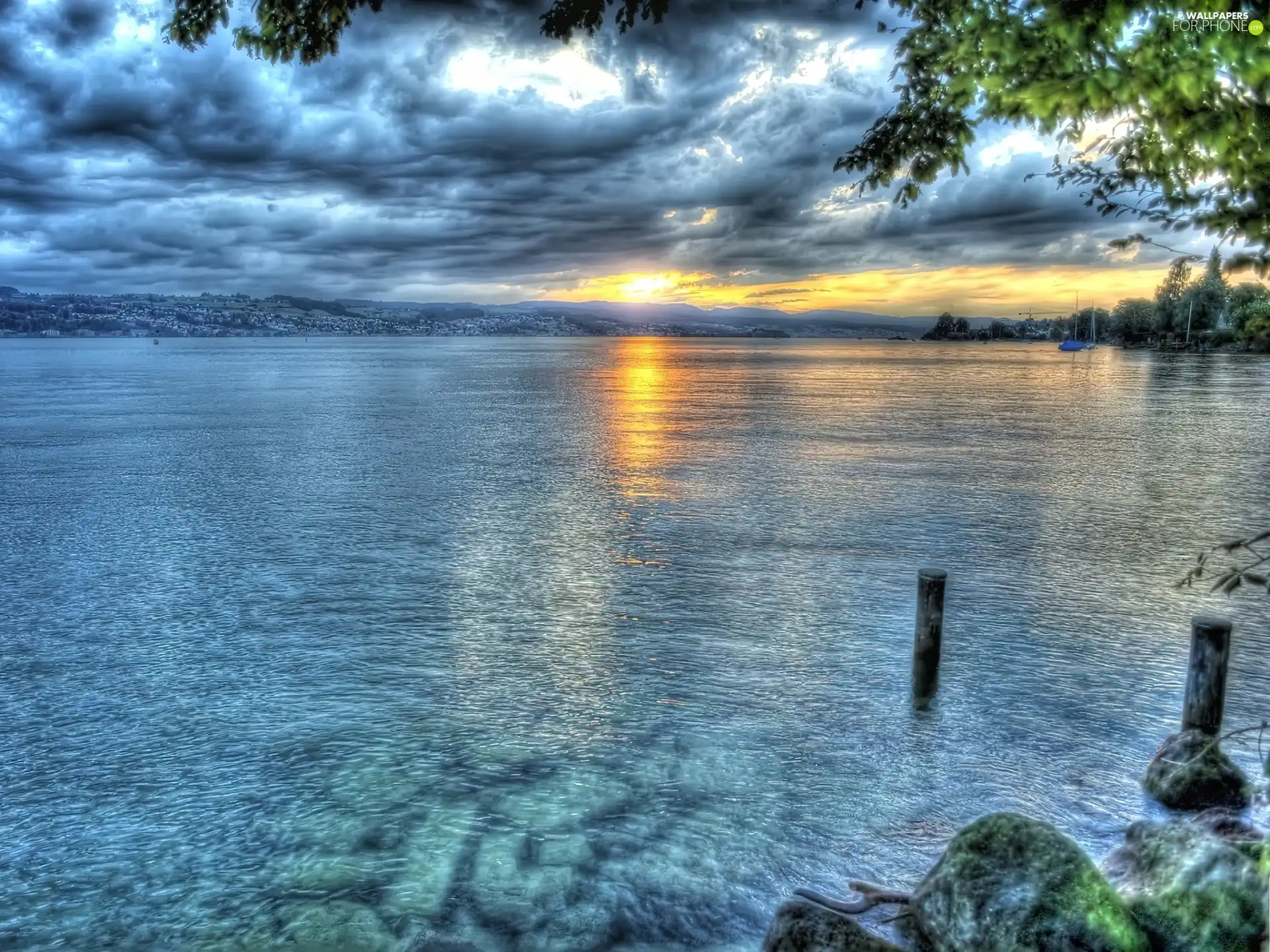 Sky, lake, Clouds