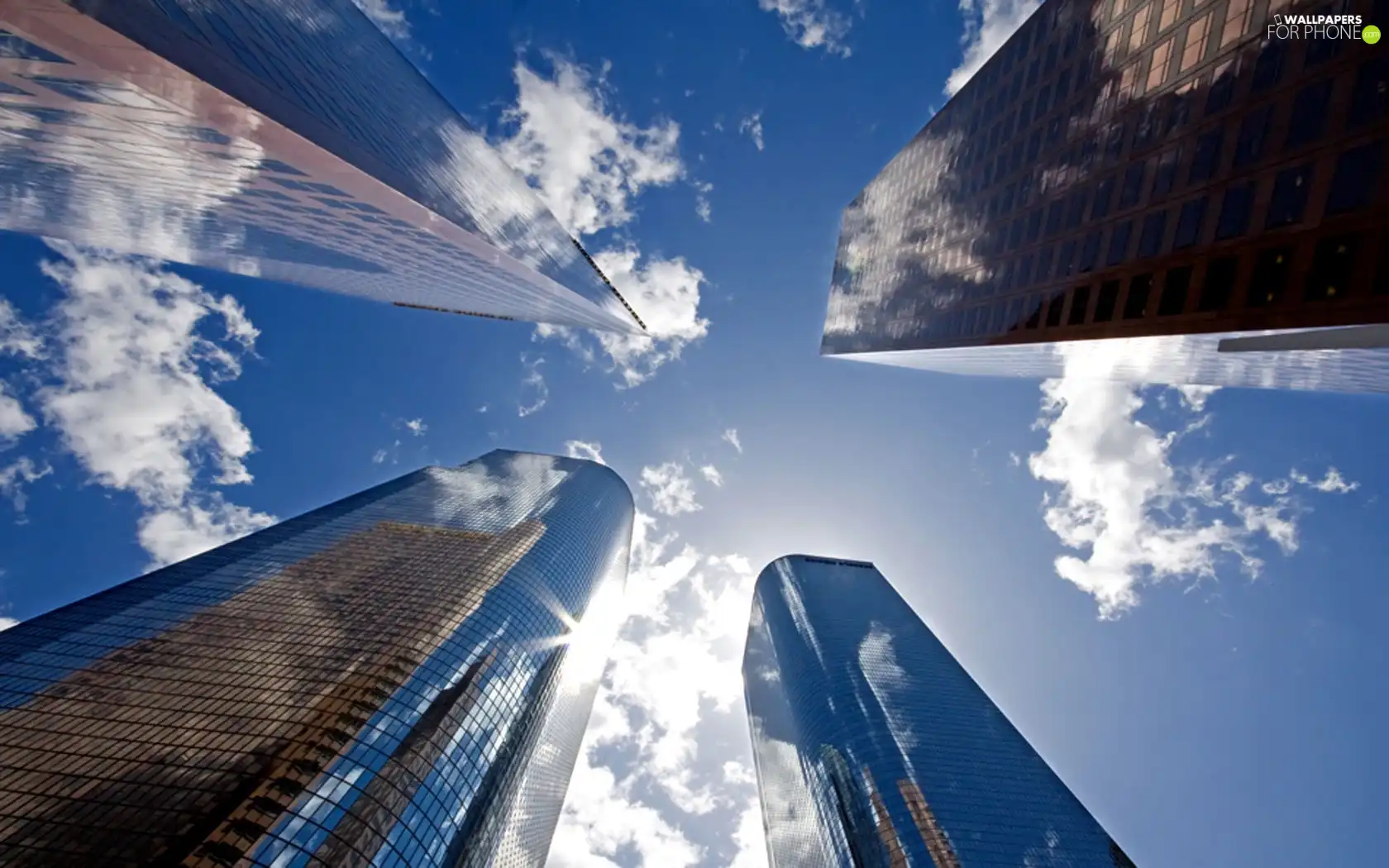 Sky, skyscrapers, clouds