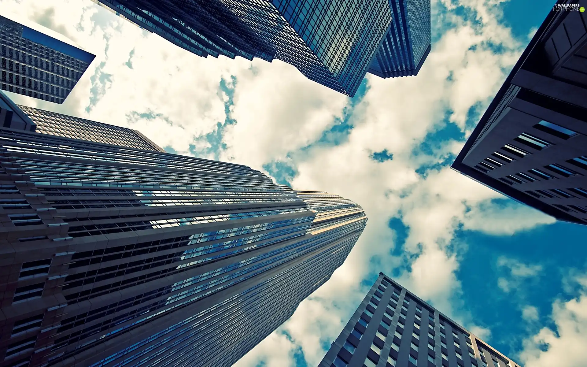 Sky, skyscrapers, clouds