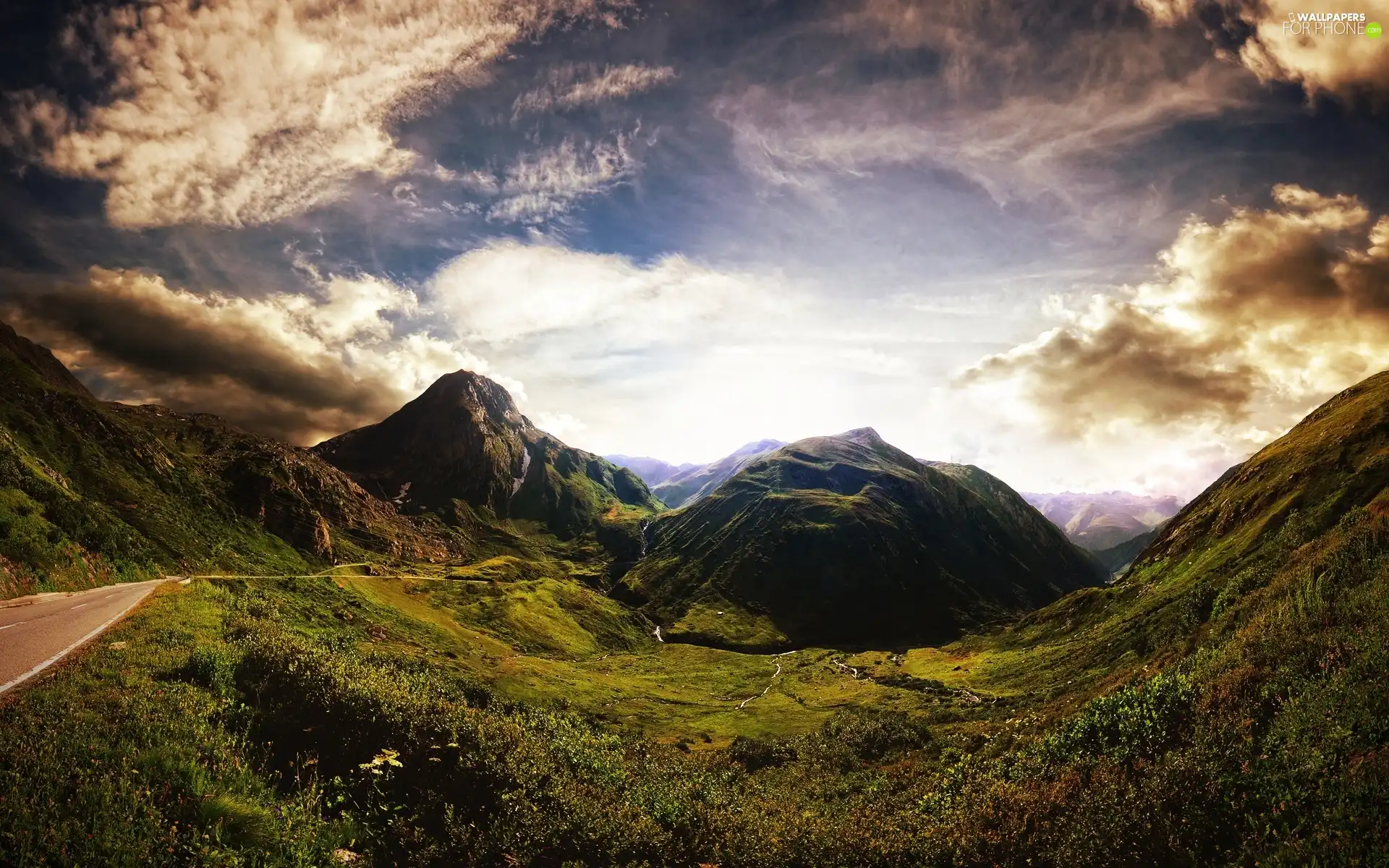 The Hills, cloudy, Sky, Way