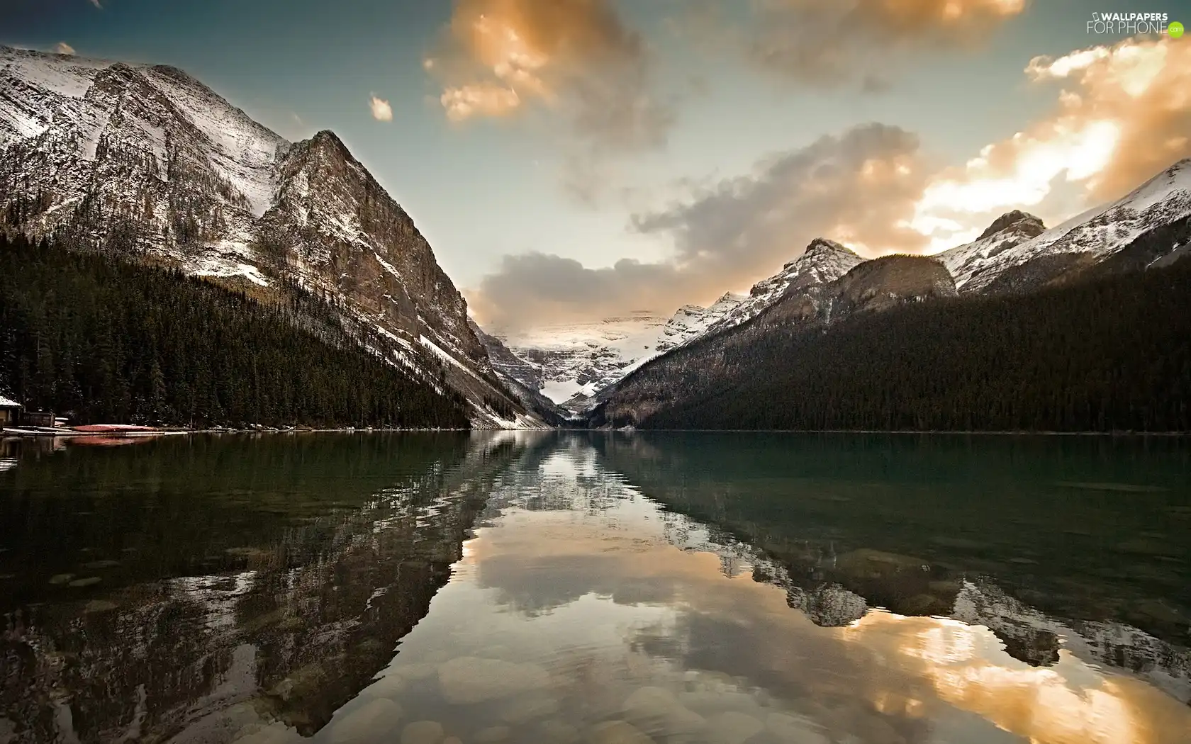 Sky, lake, Mountains