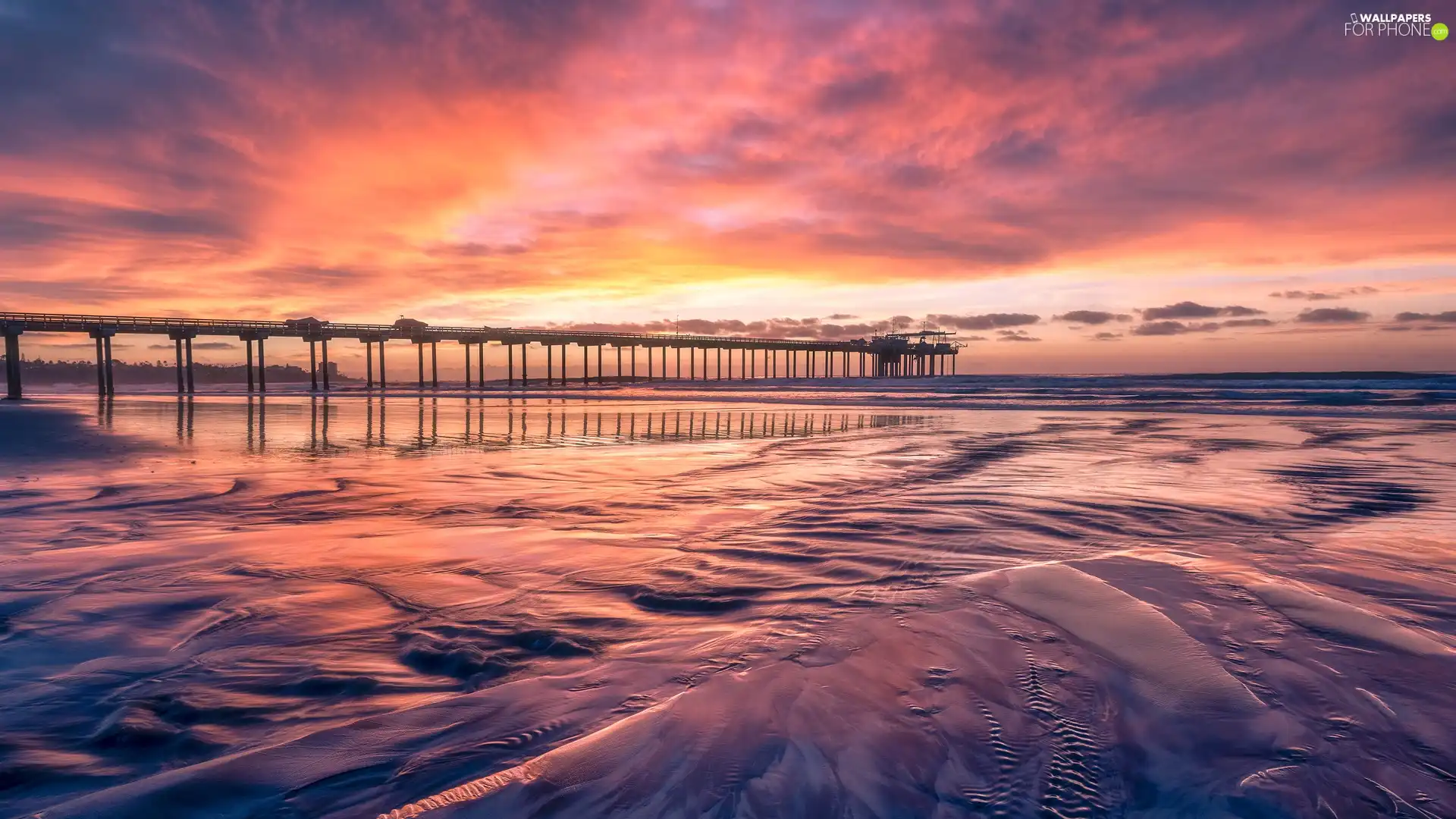 color, Sky, pier, Sunrise, sea