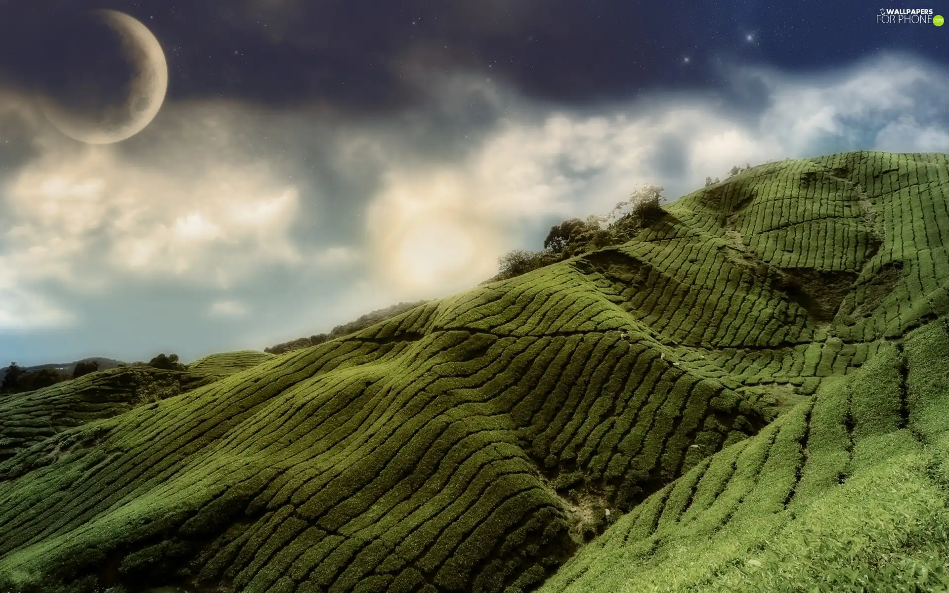 Sky, Planet, Mountains, cloudy, slope
